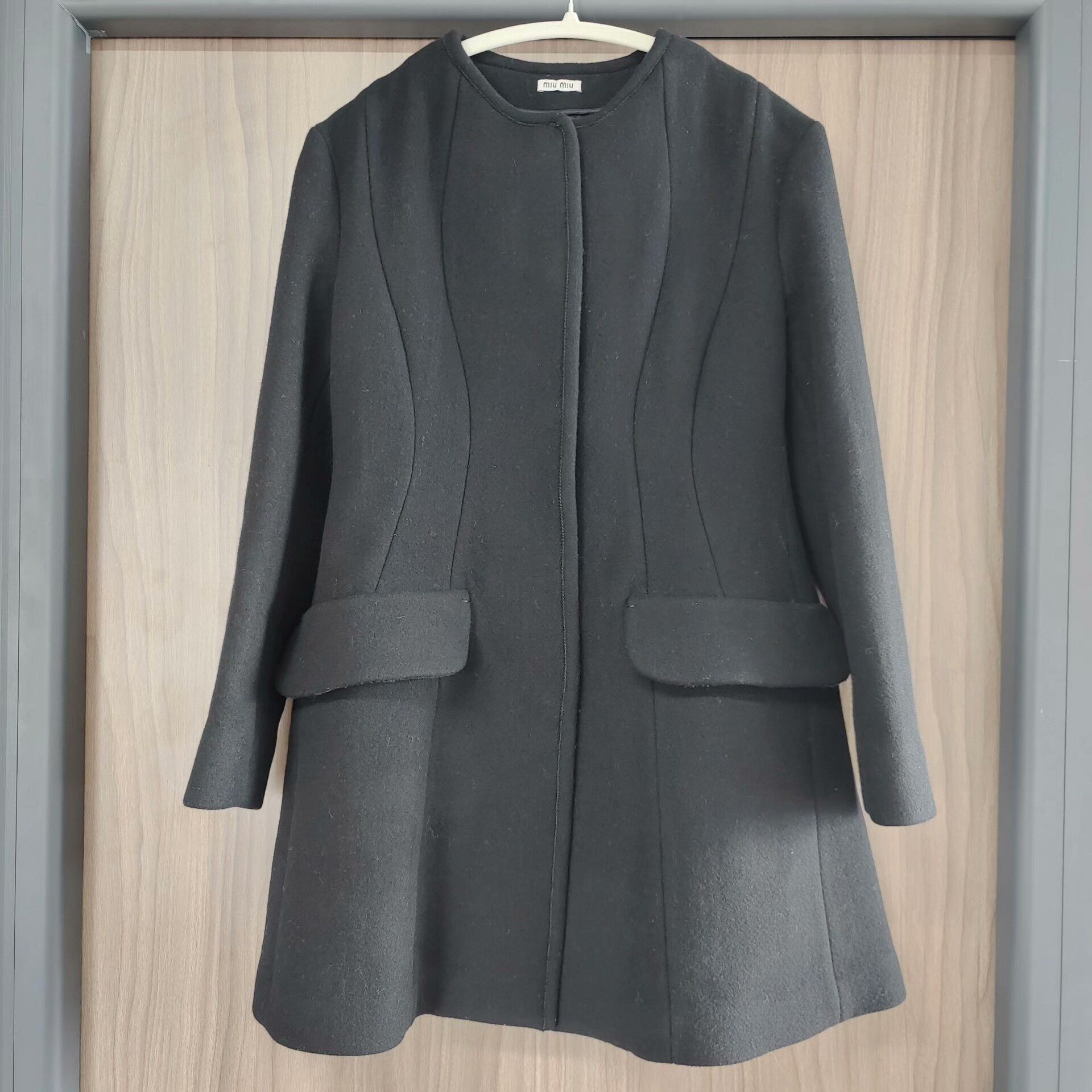Miu Miu MIU MIU Black Wool Long Coat Size US L / EU 52-54 / 3 - 1 Thumbnail