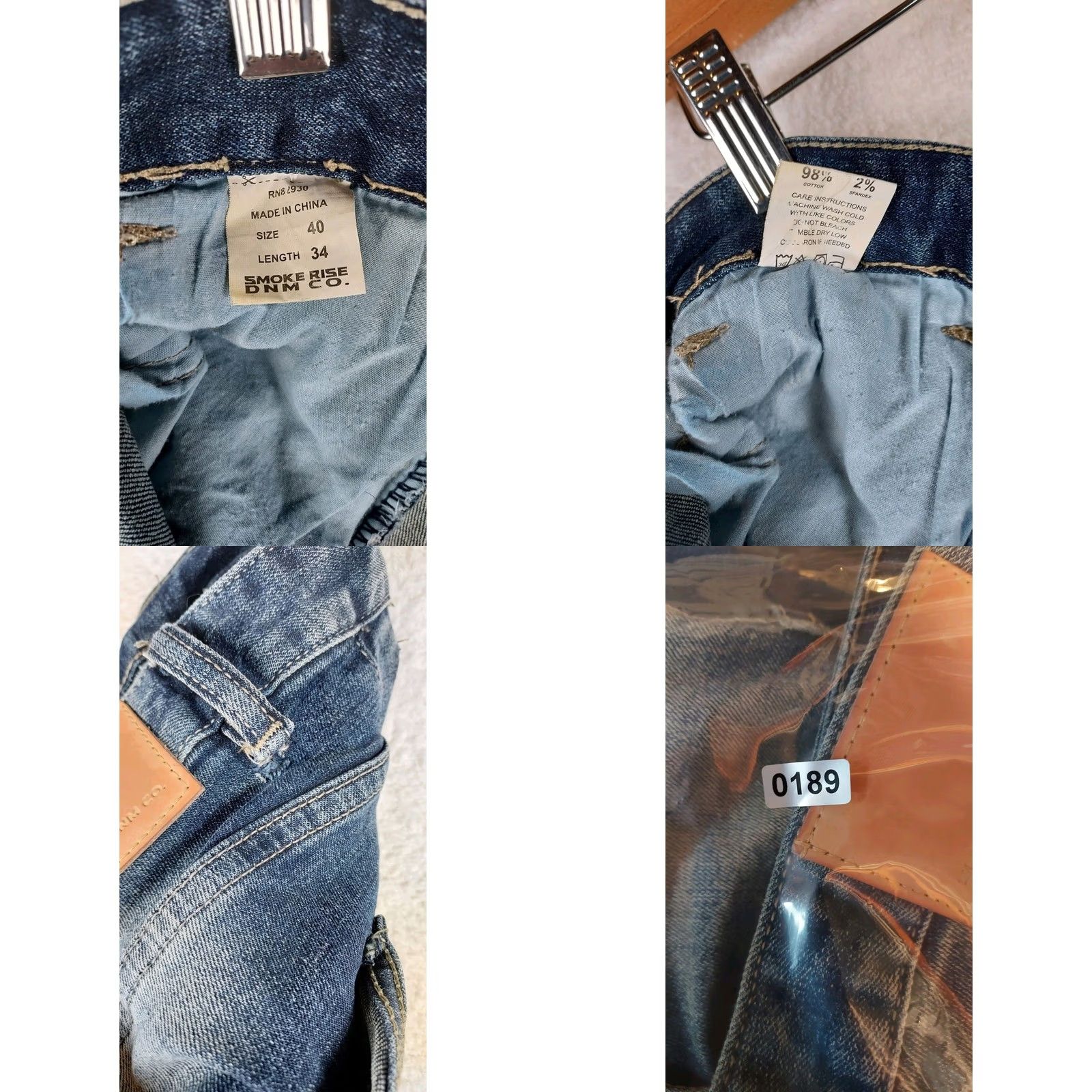 Denime Smoke Rise jeans Distressed Moto Straight 40x34 Mens Blue Denim 5-Pocket Grunge Vintage N/A Size US 40 / EU 56 - 9 Thumbnail