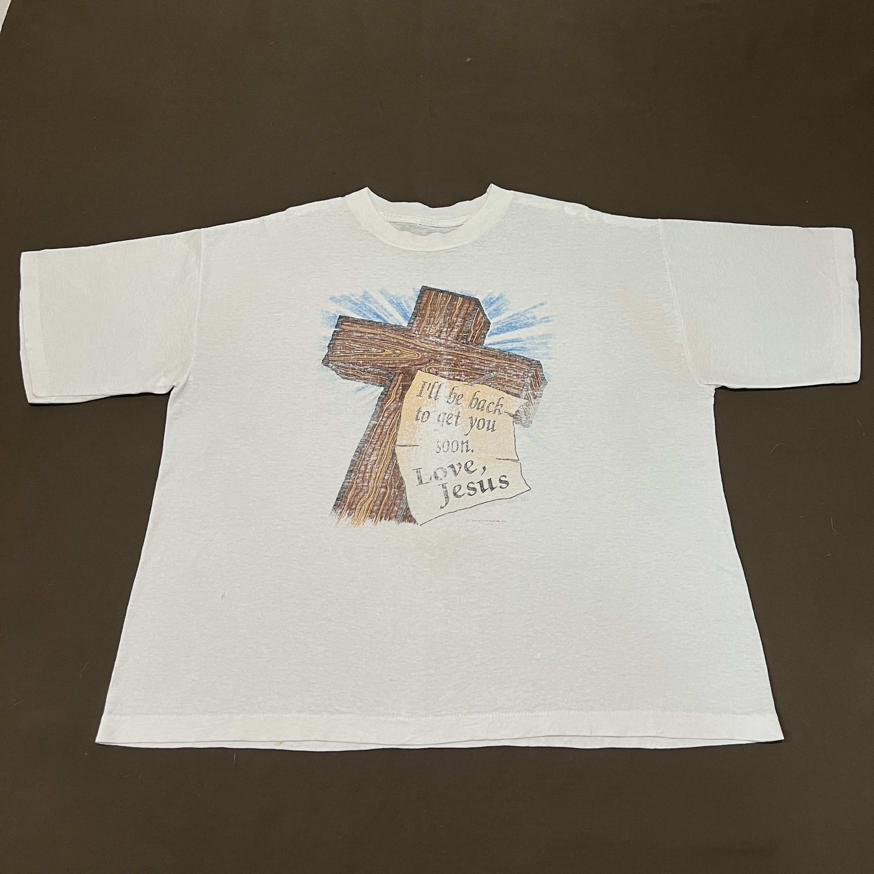 Vintage Vintage 90s Jesus God Christ Bible Holy Cross Tee XL Size US XL / EU 56 / 4 - 2 Thumbnail