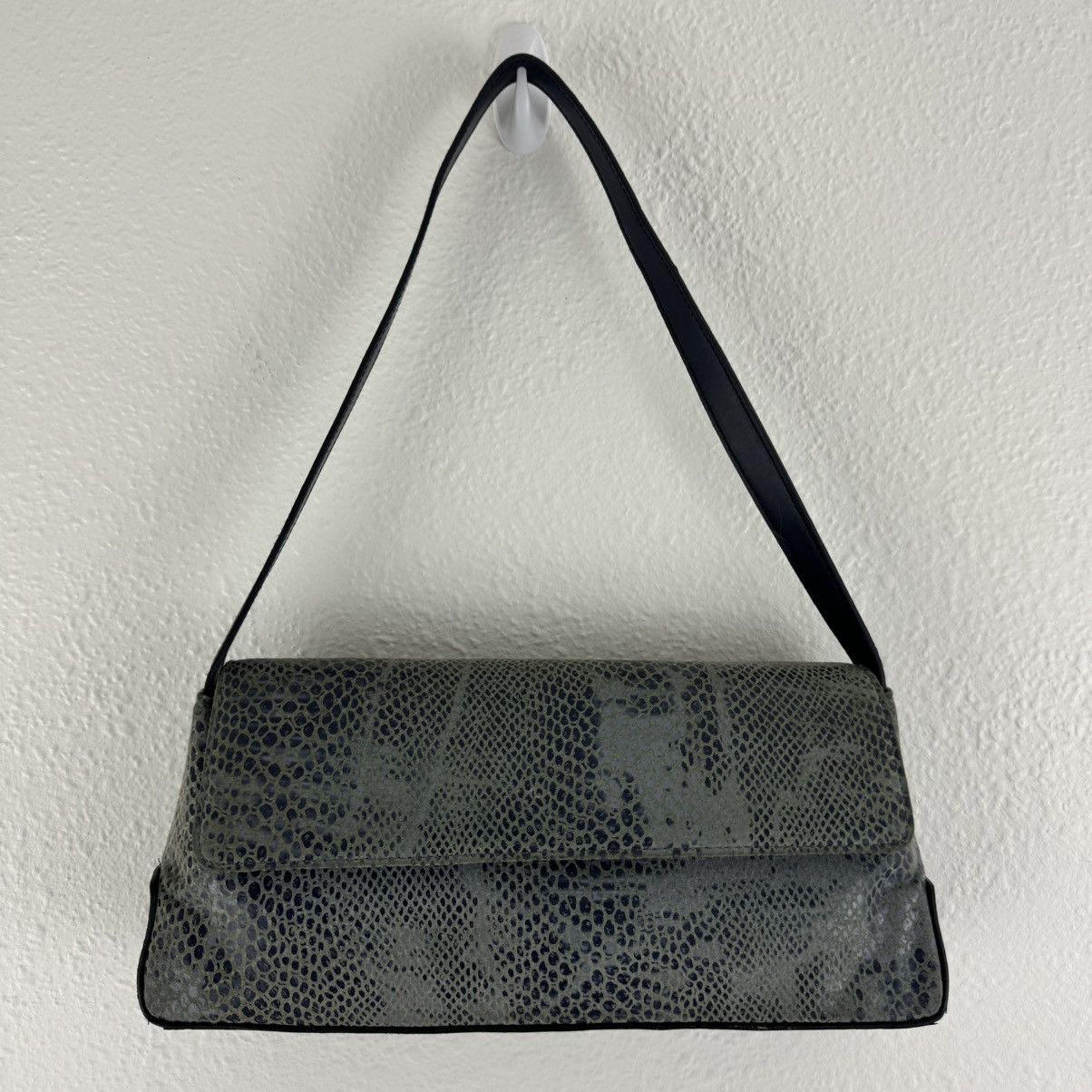 Other Vintage 90s Y2K Dusty Blue Snakeskin Print Shoulder Bag Size ONE SIZE - 3 Thumbnail
