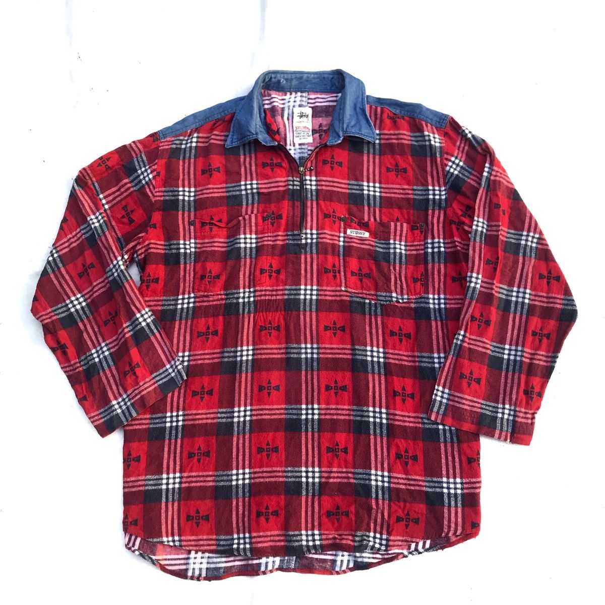 Stussy Vintage Stussy Halfzip Flannel Made In Usa shirt plaid tarta Size US XL / EU 56 / 4 - 1 Thumbnail