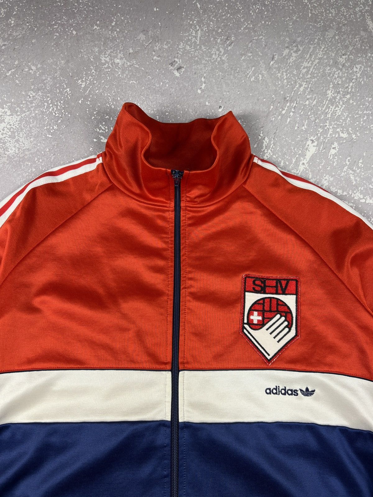 Adidas RARE 80s 90s Adidas Switzerland Track Jacket West Germany Size US L / EU 52-54 / 3 - 3 Thumbnail