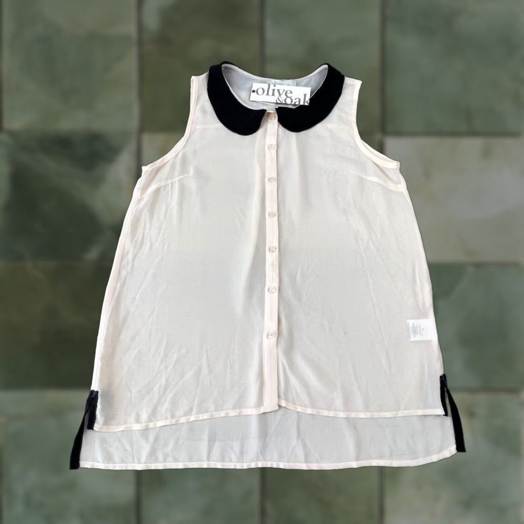 Olive Olive & Oak Blouse Pale Pink Sleeveless Collared Top Womens Medium Lightweight Chiffon Size M / US 6-8 / IT 42-44 - 1 Thumbnail