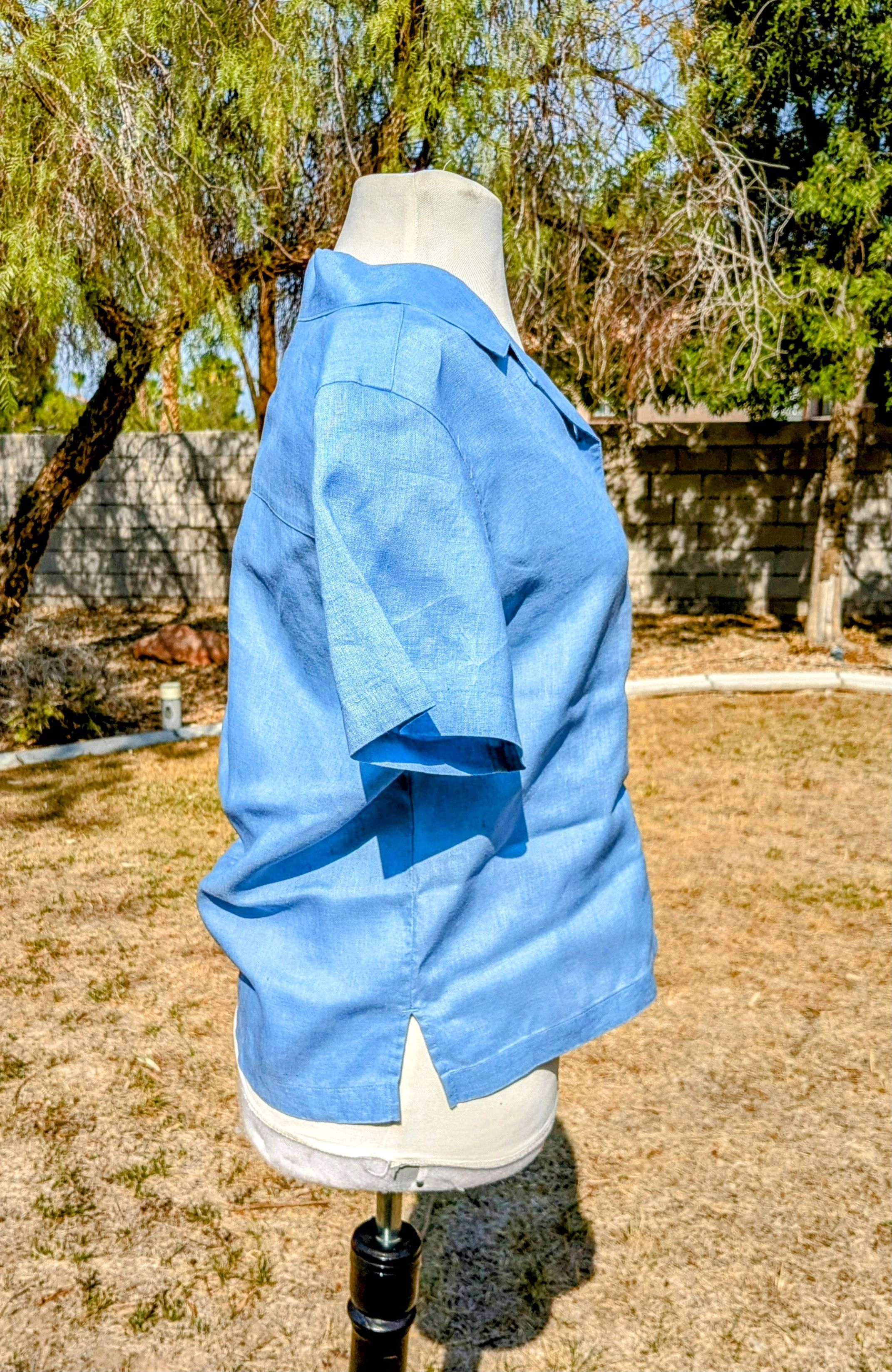 Other Baby Blue Jamaica Bay Loose Button Linen Beach Shirt Size M / US 6-8 / IT 42-44 - 3 Thumbnail