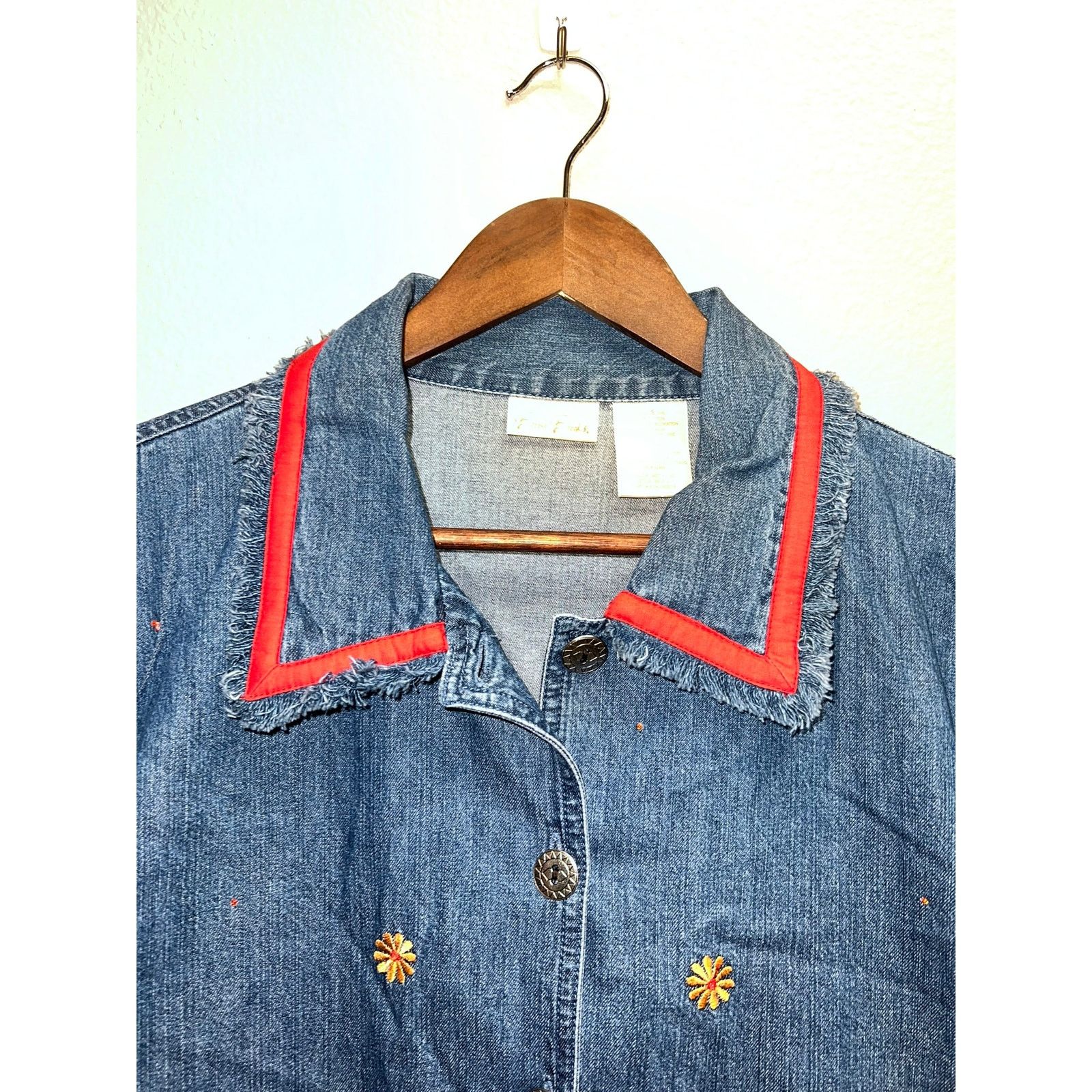 Vintage Womens Bobbie Brooks Denim Jacket Lighweight Floral Small Size S / US 4 / IT 40 - 2 Thumbnail