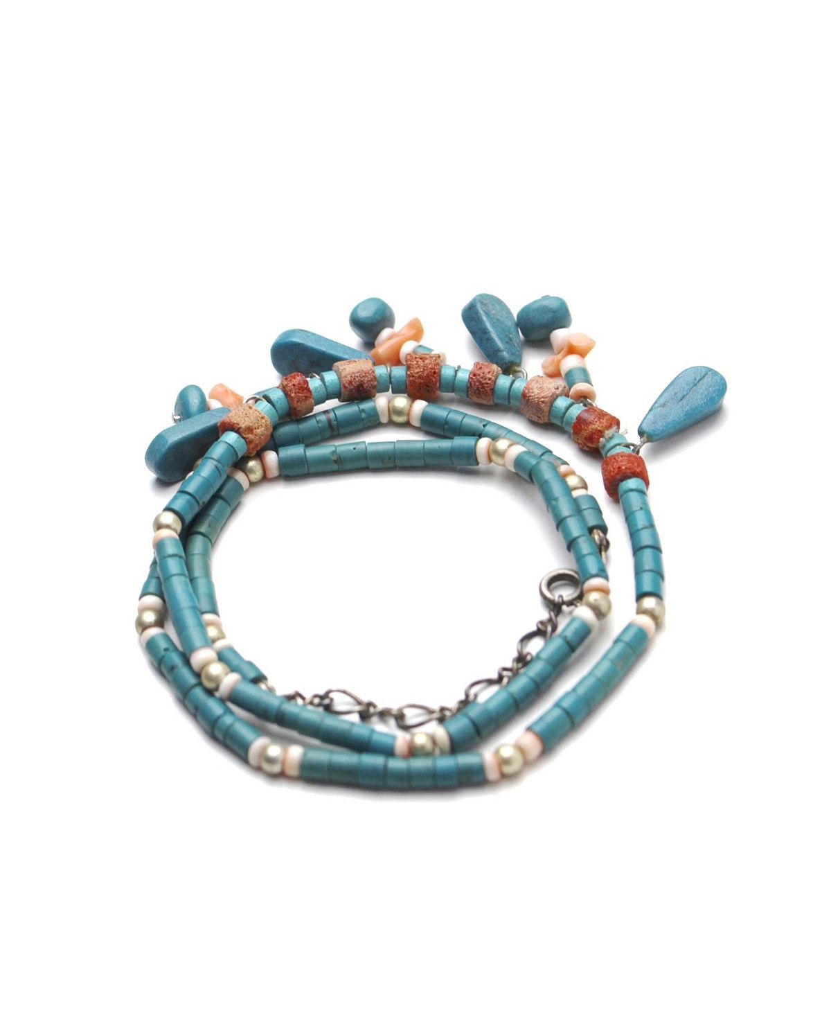 Vintage 2000S JAPANESE MADE TRIBAL TURQUOISE CORAL NECKLACE BRACELET Size ONE SIZE - 4 Thumbnail