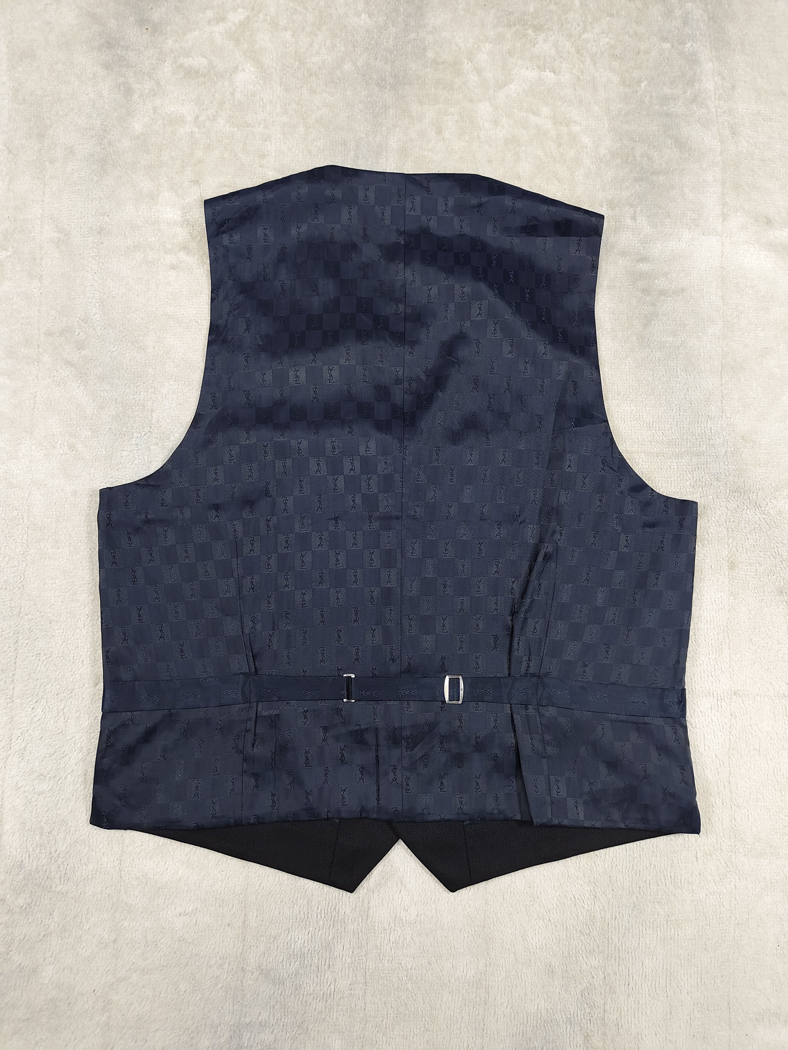 90s YSL Pour Homme- Monogram Jacquard Lining Tailored Vest