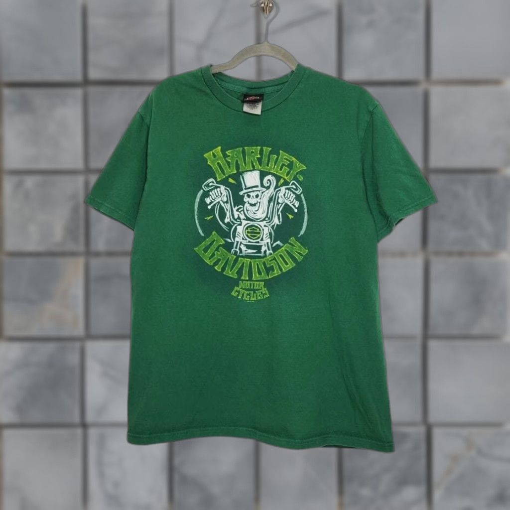 Harley Davidson VINTAGE Harley-Davidson T-Shirt Unisex Adults Large Green Sized L Regular 100% Cotton? Size US L / EU 52-54 / 3 - 1 Thumbnail