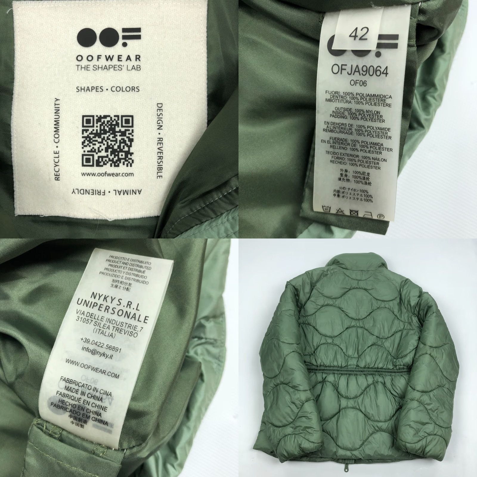 OOF Wear OOFWear Puffer Jacket Womens Size 42 Medium Green Regular Nylon Solid Long Sleeve Zip Jacket Womens Size M / US 6-8 / IT 42-44 - 8 Thumbnail