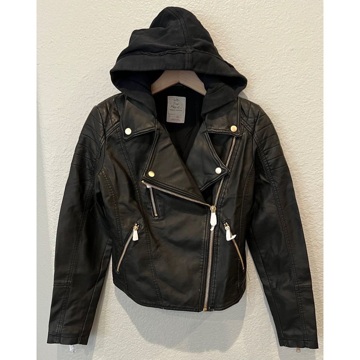 Free People Free People Harriett Hooded Faux Leather Moto Jacket (XS) Size XS / US 0-2 / IT 36-38 - 2 Thumbnail