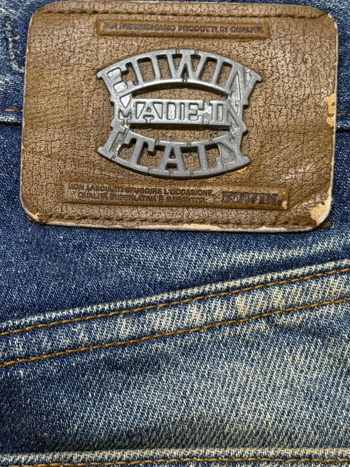 Edwin Vintage 90s Edwin Made In Italy Mud Wash Faded Whisker Style Size US 28 / EU 44 - 6 Thumbnail