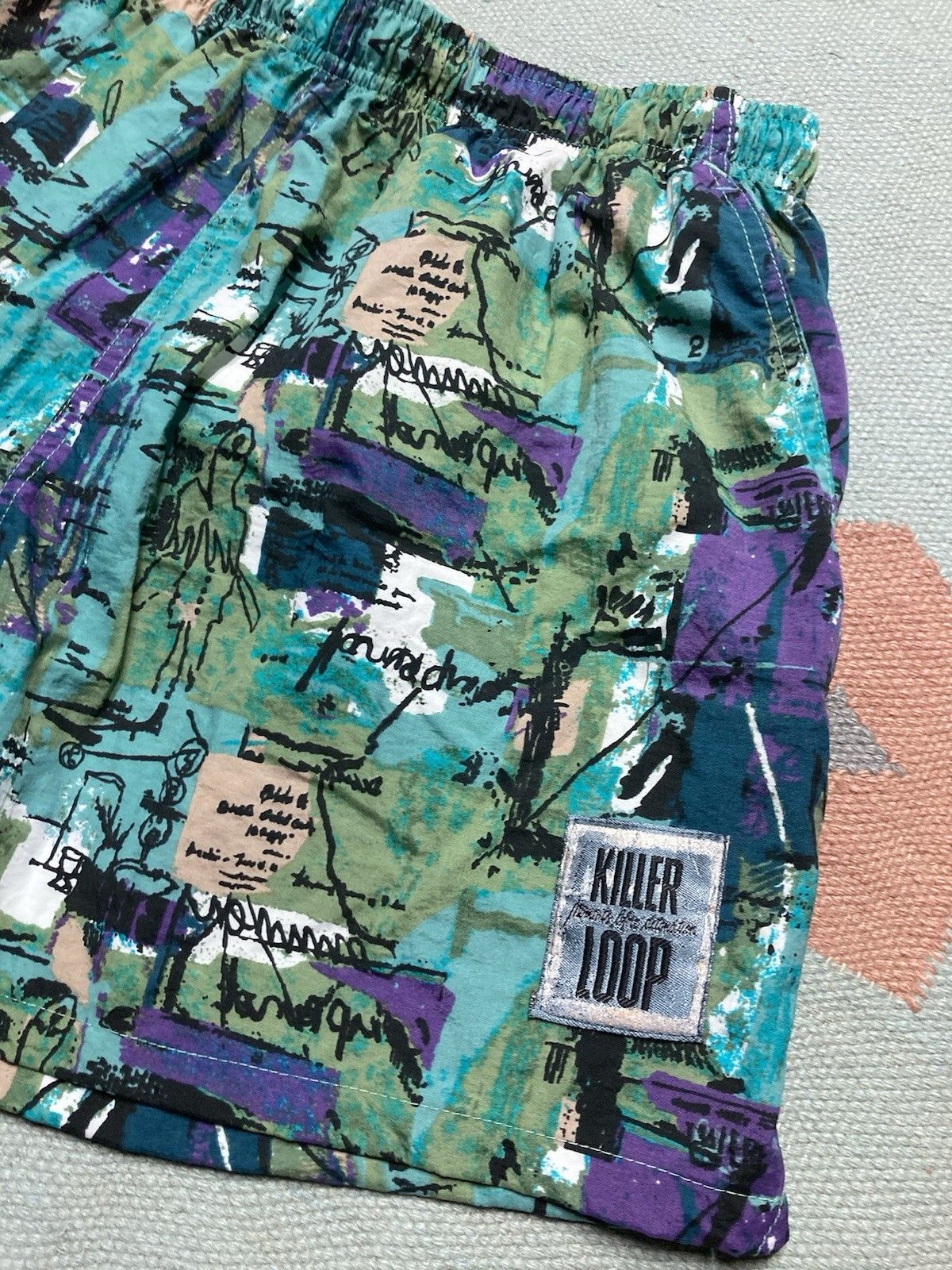Vintage Swim shorts trunks killer loop abstract art over print large Size US 30 / EU 46 - 2 Thumbnail