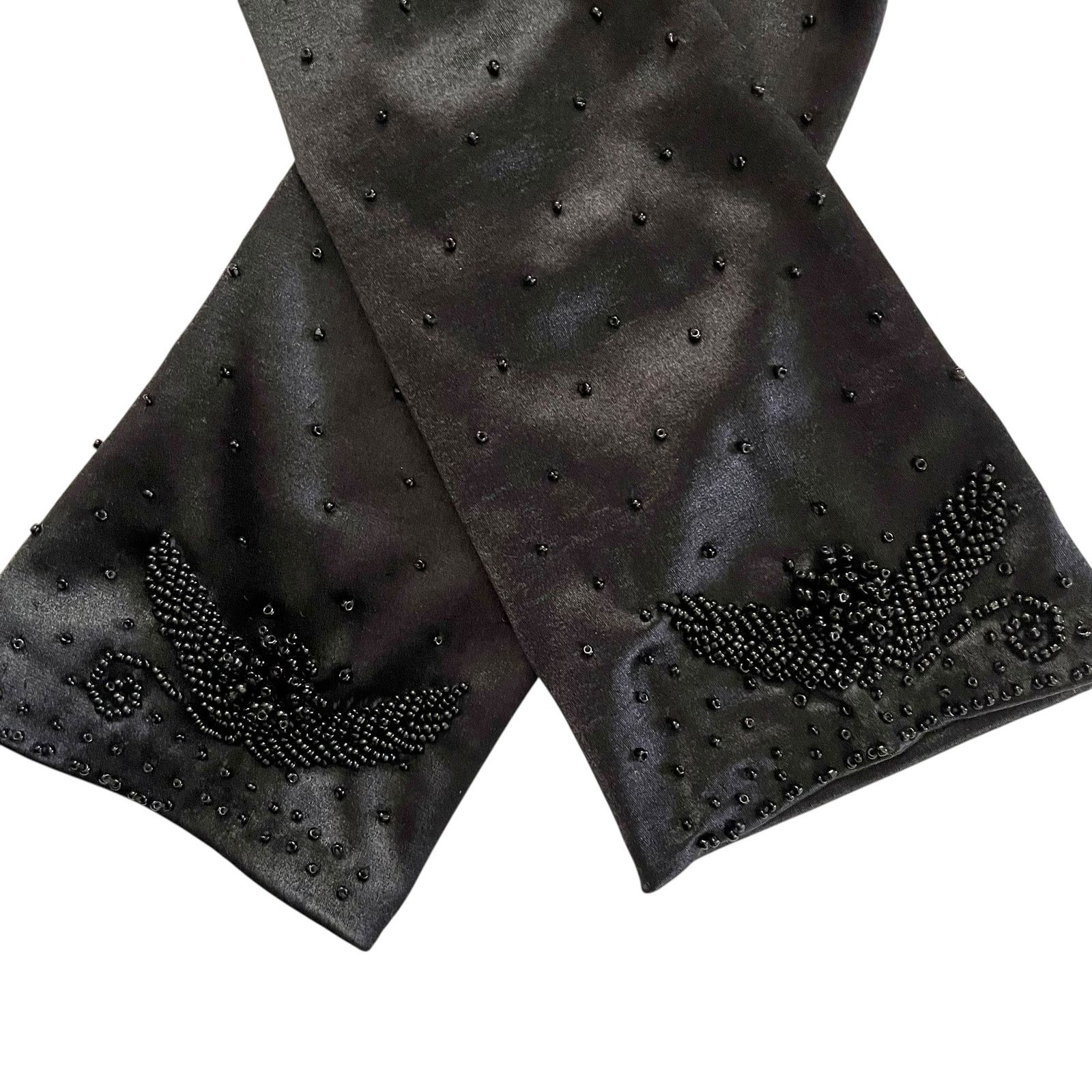 Vintage Vintage Beaded Black Satin Long Formal Evening Gloves S/M Size ONE SIZE - 7 Thumbnail