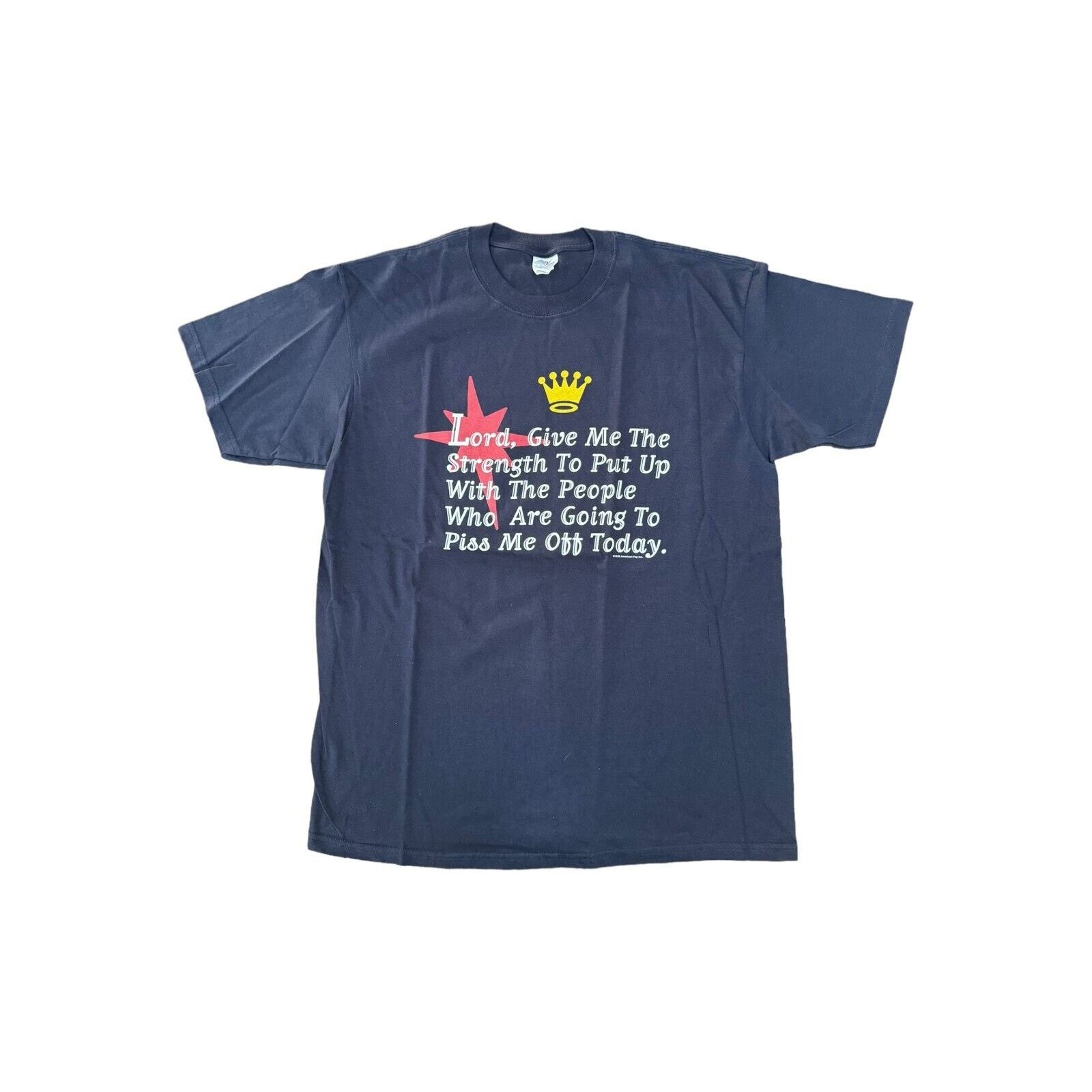 Anvil 90s Vintage Humor 1999 Adult XL Navy "Lord Give Me Strength" Size US XL / EU 56 / 4 - 1 Thumbnail