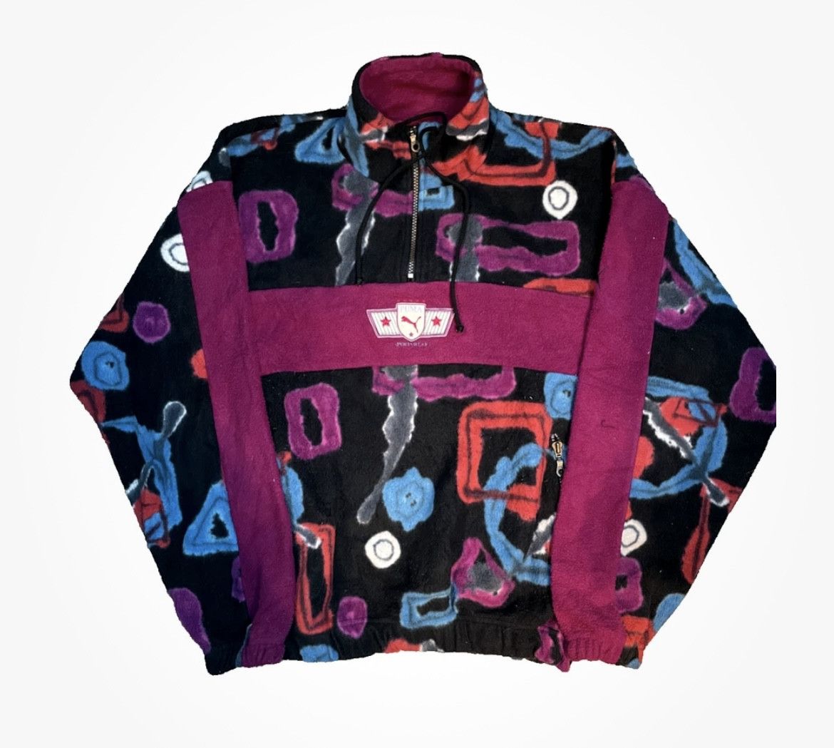 Puma Vintage 90s Puma Abstract Fleece Size US S / EU 44-46 / 1 - 1 Thumbnail