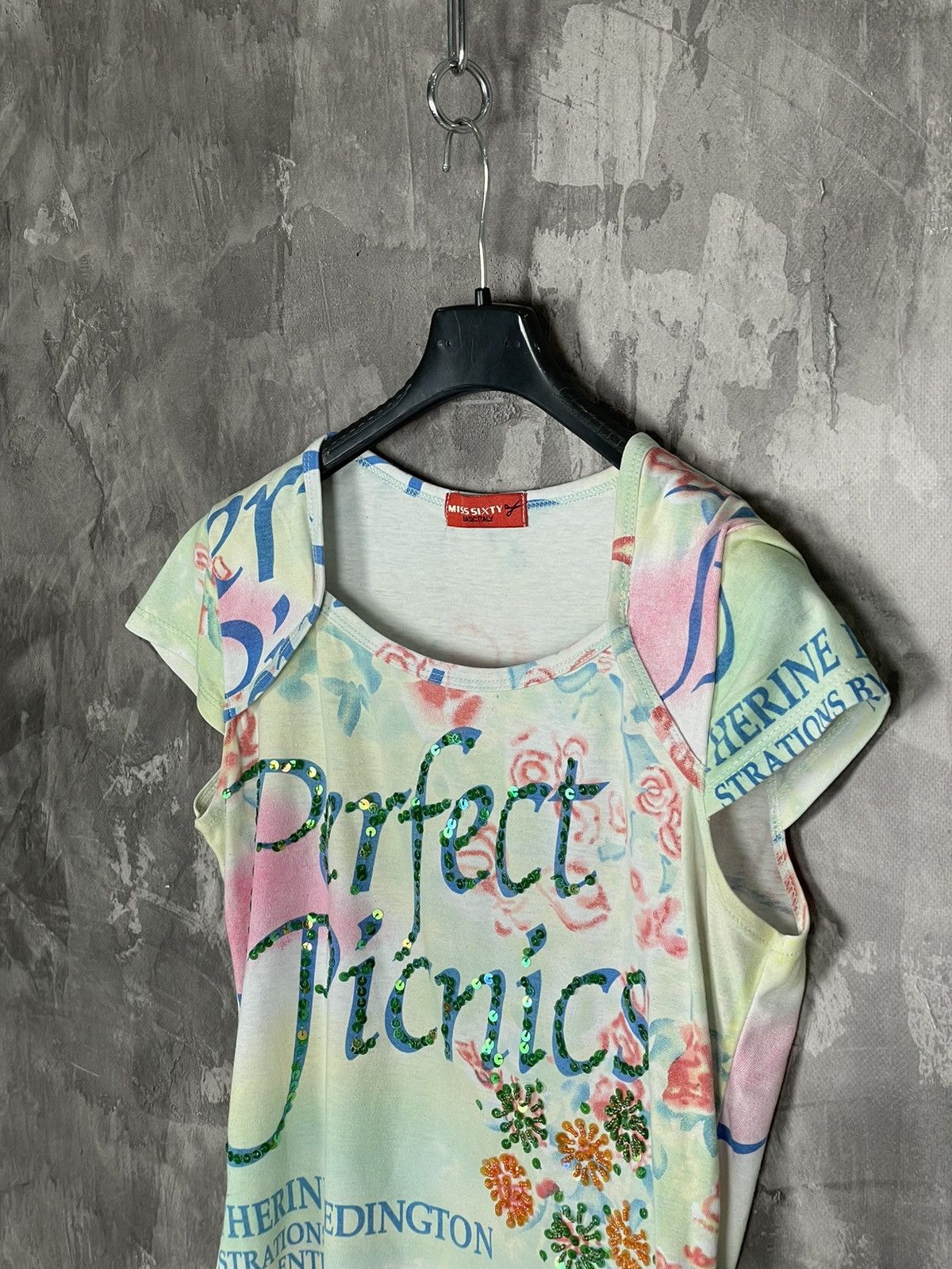 Miss Sixty × Vintage MISS SIXTY PRINTED GLAMOUR TANK TOP 00s Size M / US 6-8 / IT 42-44 - 6 Thumbnail