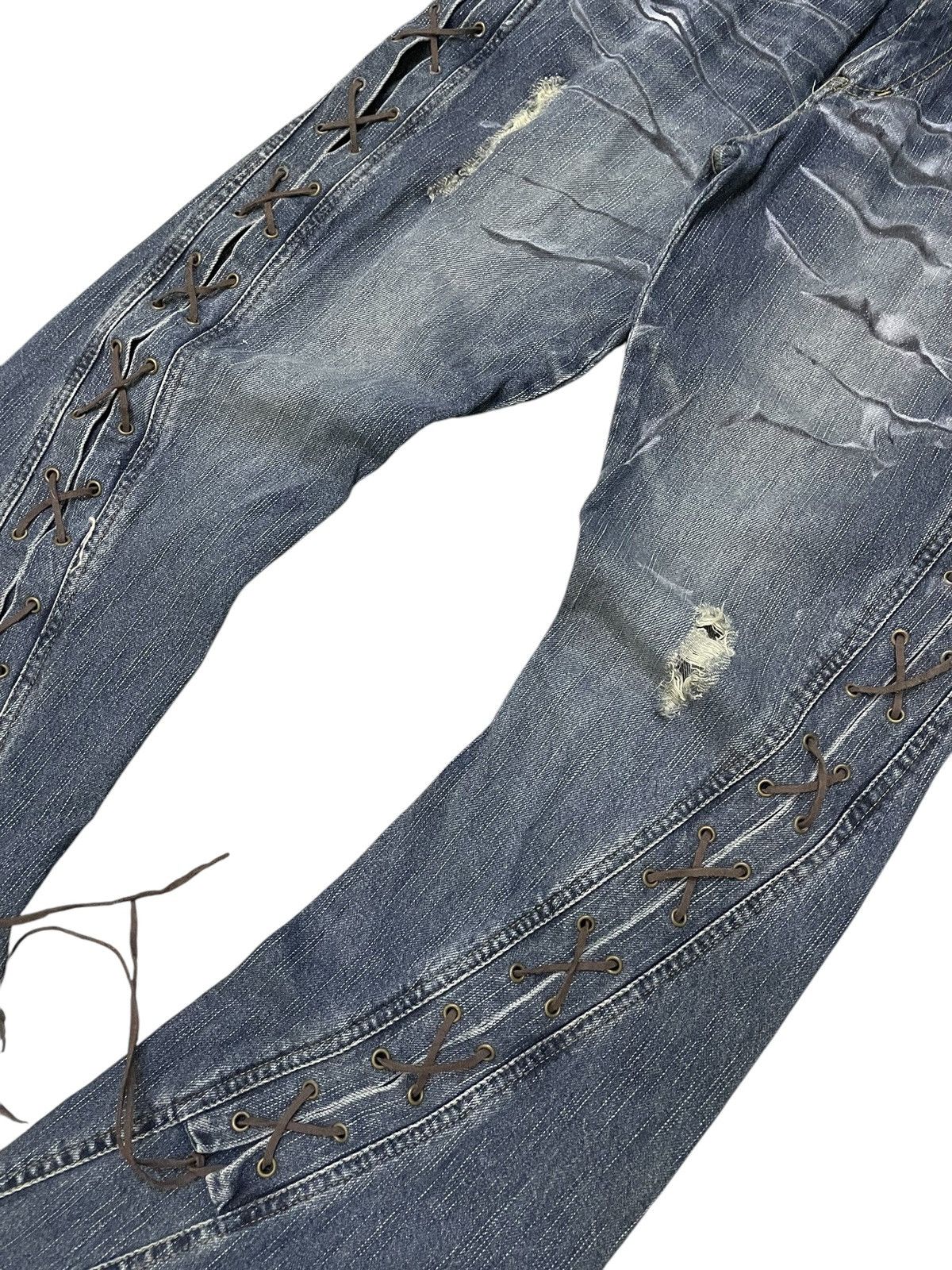 Japanese Brand × Tornado Mart How Hard Jan 40 Paneled Spiral Laces Up Flare Jeans Size US 32 / EU 48 - 4 Thumbnail