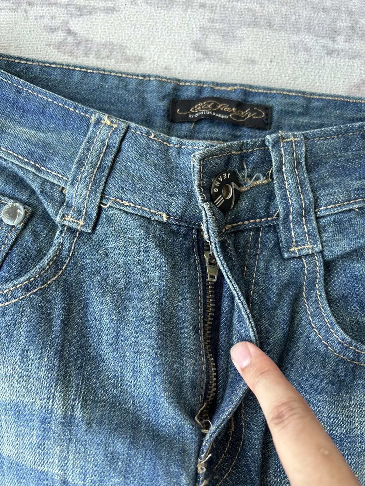 Ed Hardy Ed Hardy Rhinestone Tiger Jeans Size US 27 - 9 Thumbnail
