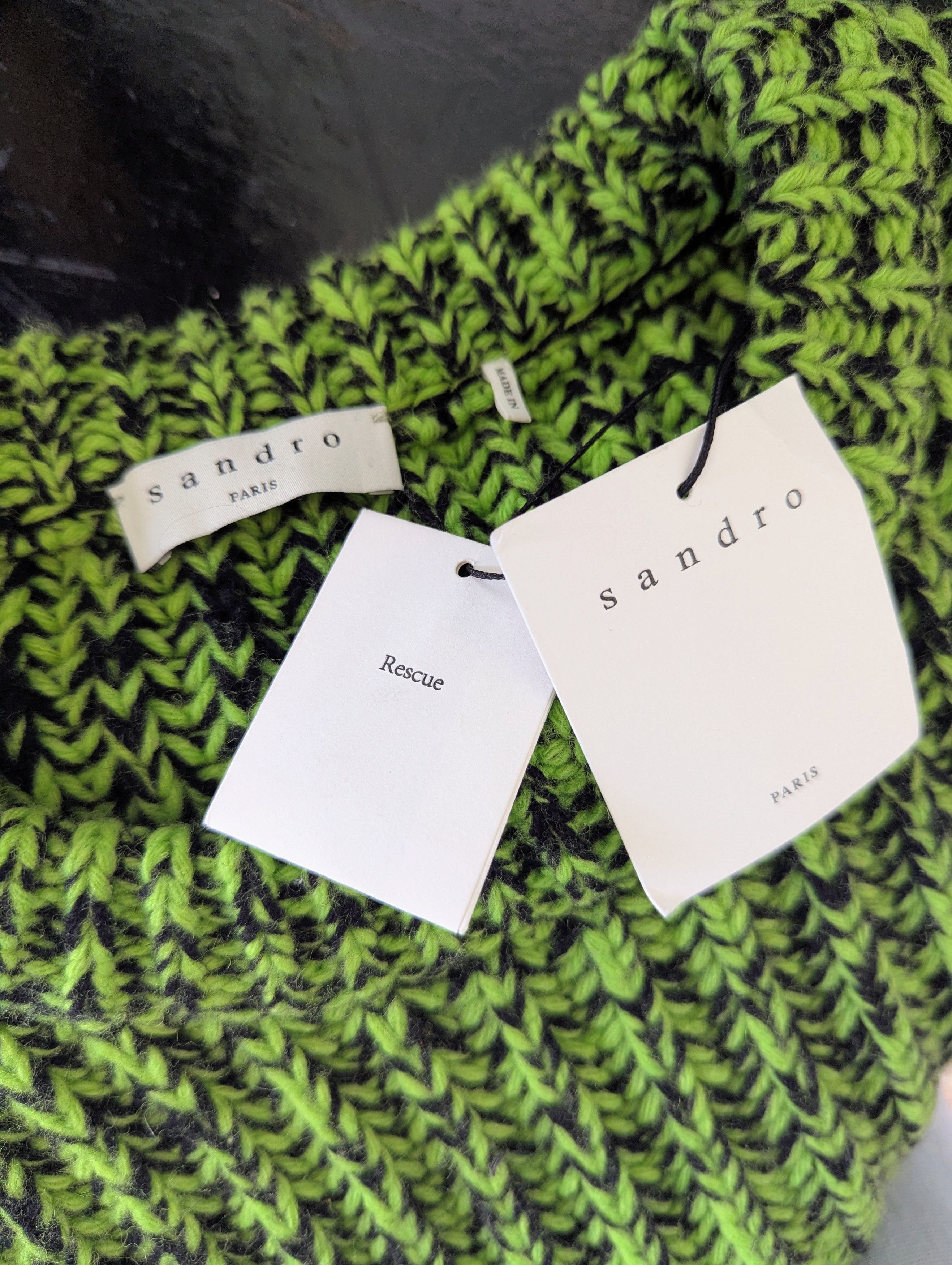 Sandro SANDRO Acid Green Marled Wool Sweater NWT Size XL Size US XL / EU 56 / 4 - 2 Thumbnail
