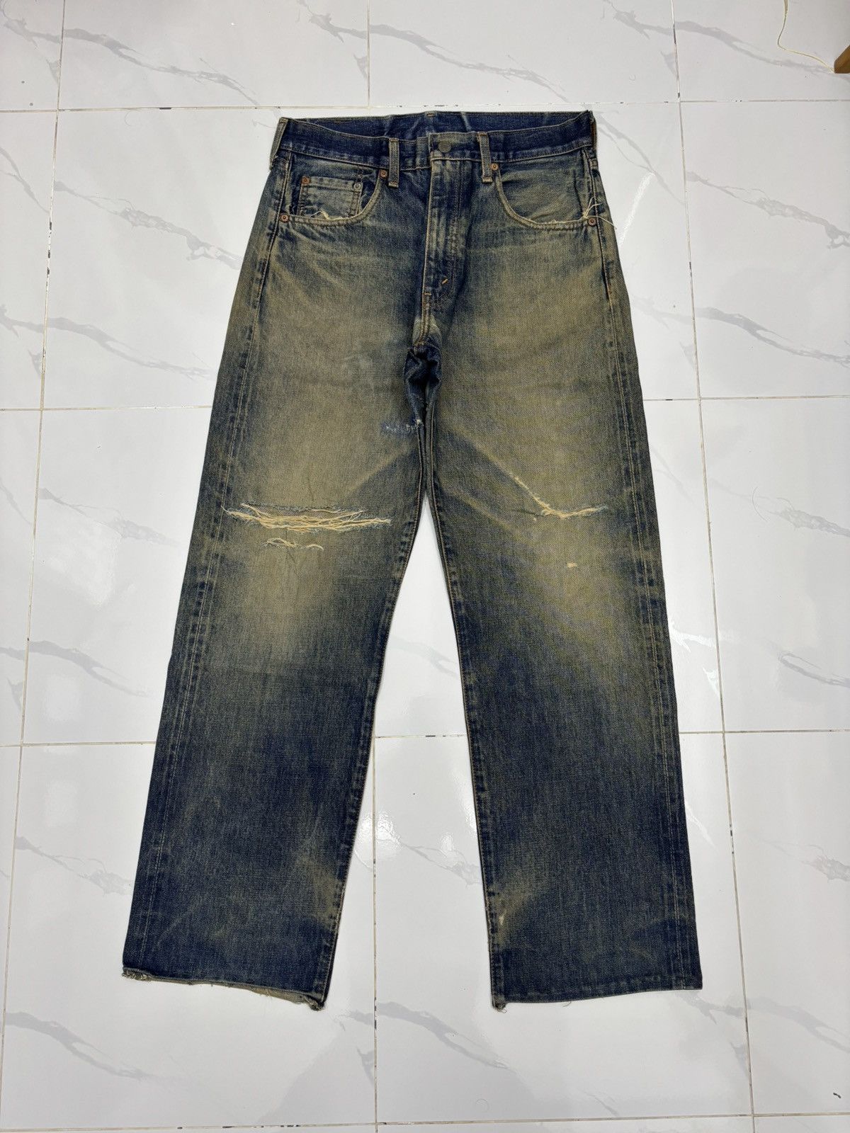 Levi's × Undercover Vintage Levis 502 Big E Selvedge Redline Distressed Denim Size US 31 - 10 Thumbnail