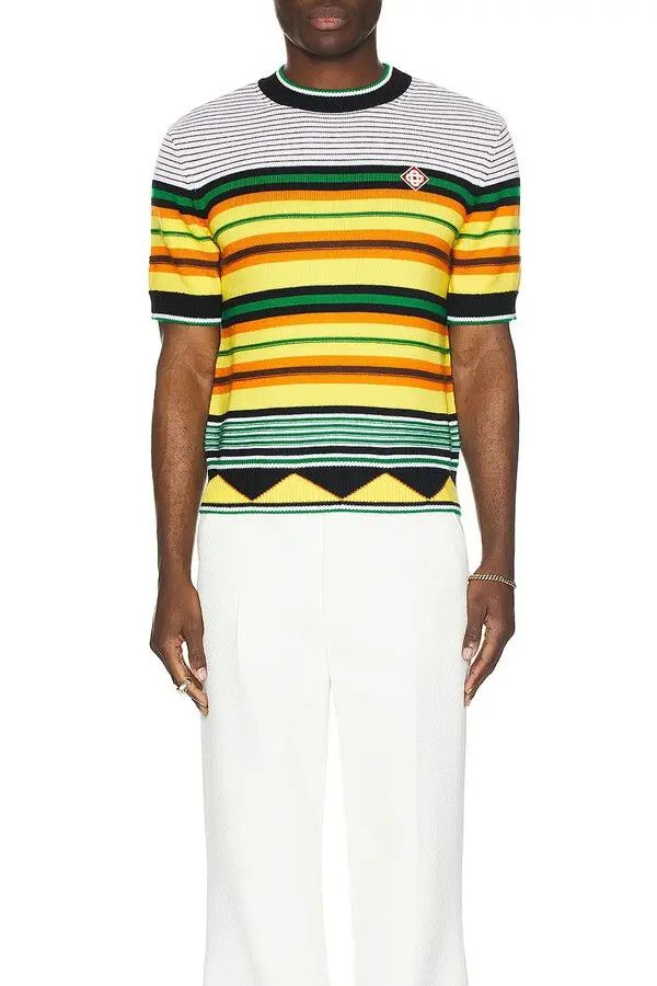 Casablanca o1mle0326 Knitted Wool T-Shirt Multi Stripe in Multicolor Size US S / EU 44-46 / 1 - 4 Thumbnail
