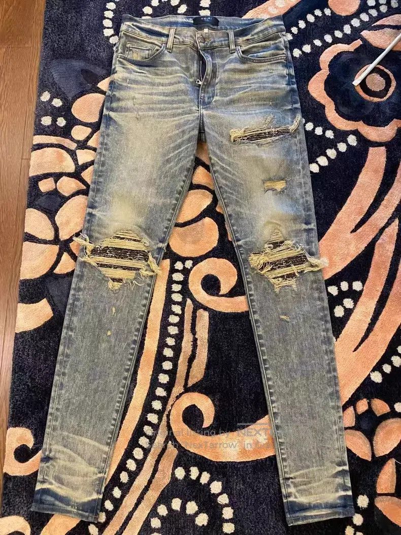 Amiri Amiri Classic Seasonal Cashew Flower Patched Jeans Size 33 Size US 33 - 1 Thumbnail