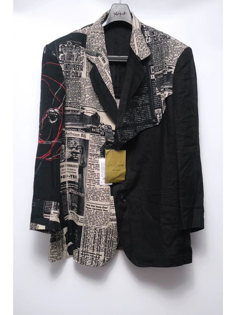 Yohji Yamamoto Yohji Yamamoto 22SS Runway Newspaper Blazer Size US M / EU 48-50 / 2 - 1 Thumbnail
