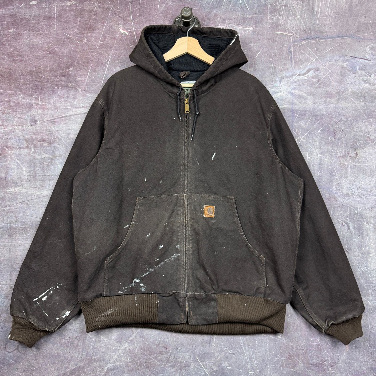 Carhartt × Vintage 90s Mocha Brown Painter Carhartt Hooded Work Jacket XL 2385 Size US XL / EU 56 / 4 - 1 Thumbnail