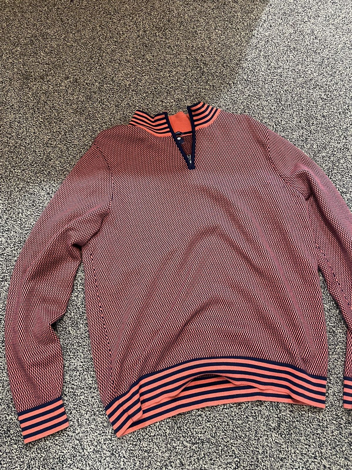 Vintage Orange Striped Zip-Up sweater Size US XL / EU 56 / 4 - 3 Thumbnail