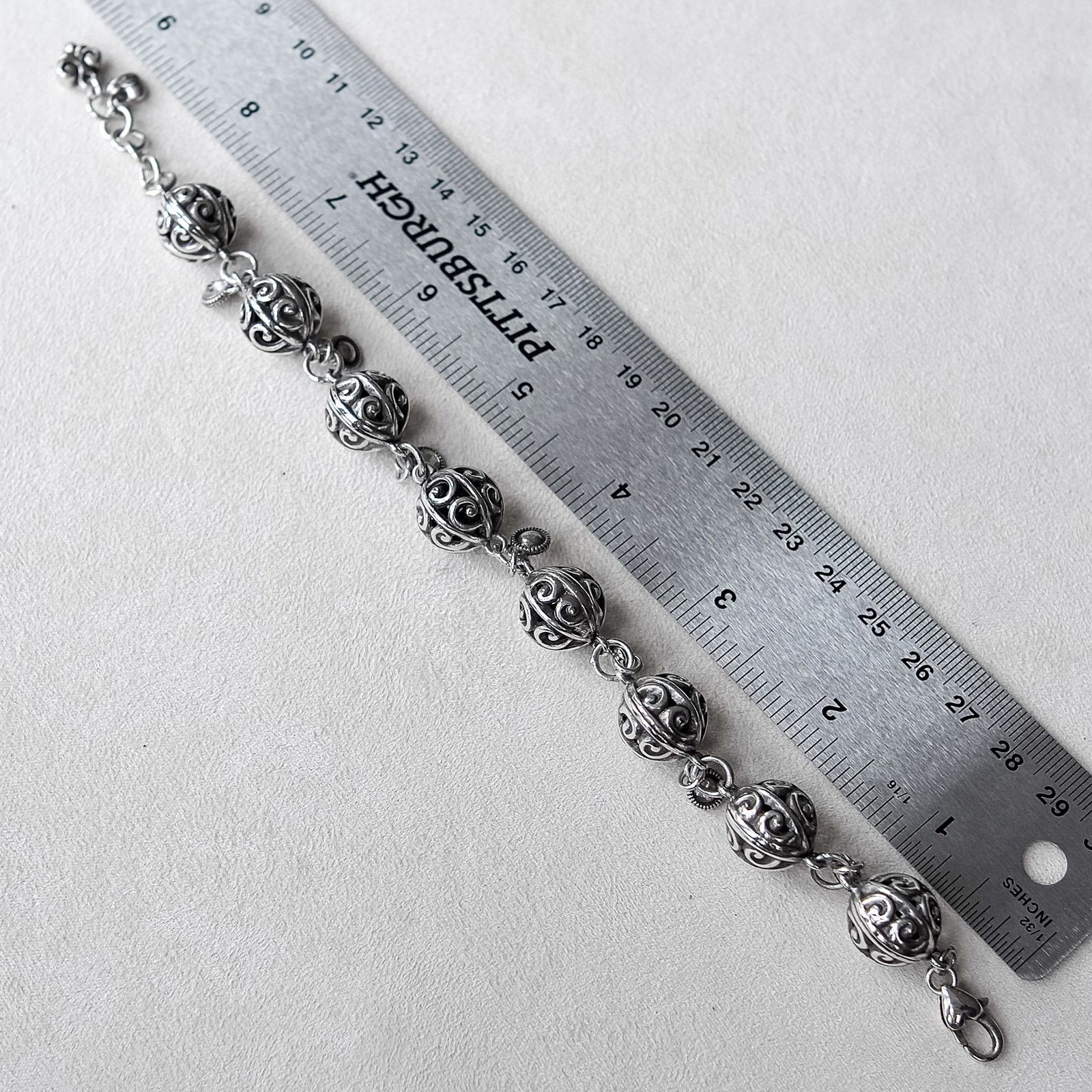 Brighton Brighton Silver Ball Crystal Bracelet Filigree Scrolled Size ONE SIZE - 8 Thumbnail