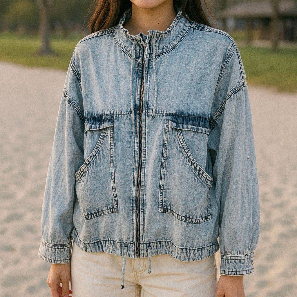 Other Olive + Oak Acid Wash Denim Jacket M Size M / US 6-8 / IT 42-44 - 2 Thumbnail