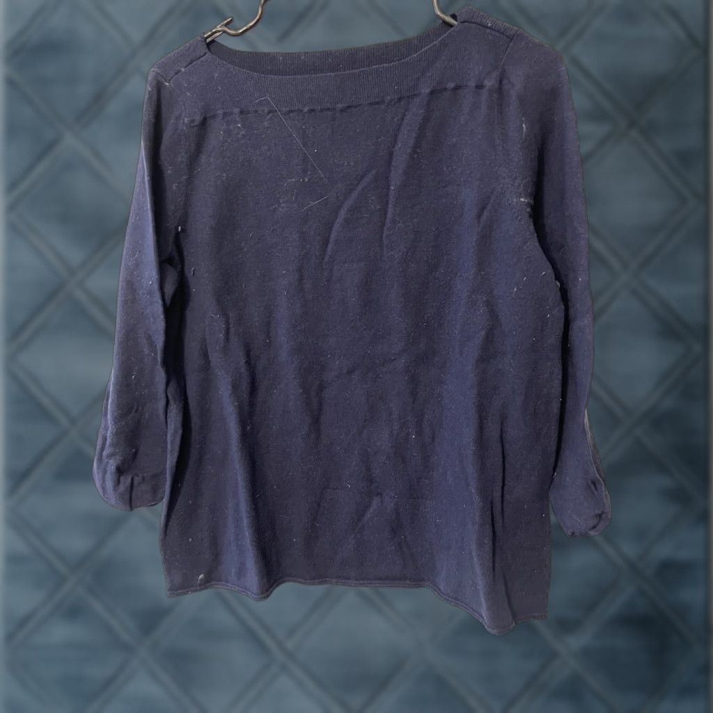 Gap GAP Navy Blue 3/4 Sleeve Cotton Sweater Solid Size Large Women's Blouse Tunic Casual 5 Front Buttons Size L / US 10 / IT 46 - 1 Thumbnail