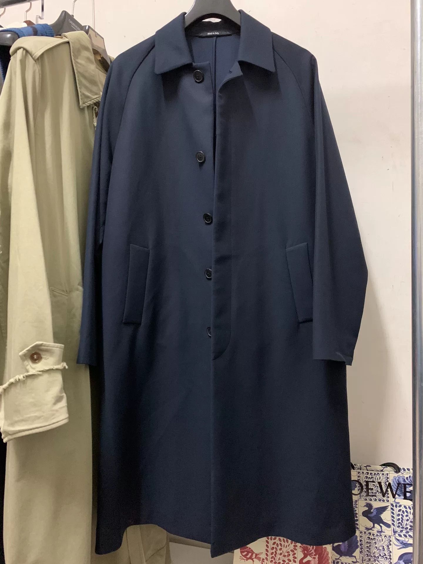 Maison Margiela Maison Margiela Navy Drawstring Trench Coat Size US S / EU 44-46 / 1 - 1 Thumbnail