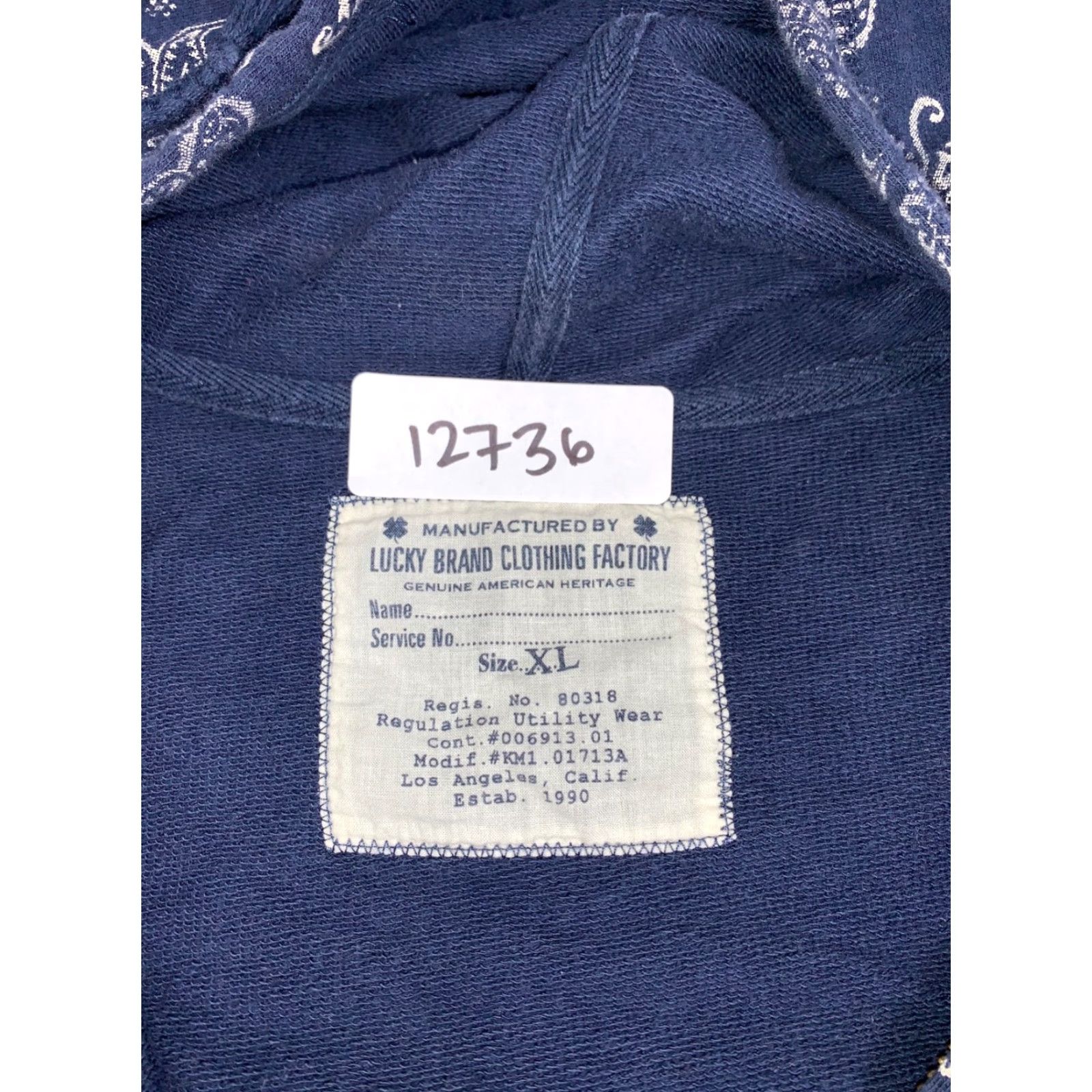 Lucky Brand Lucky Brand Jacket Womens XL Blue Paisley Hooded Full Zip Shirt Size XL / US 12-14 / IT 48-50 - 2 Thumbnail