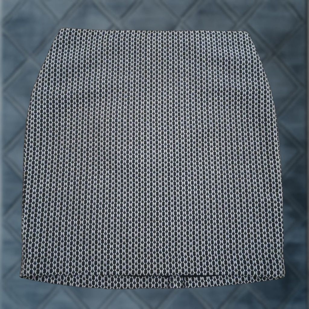 Banana Republic Banana Republic Skirt Women Knee Length Gray Geometric Lined Slit Zip - Size 8, Regular, Cotton Polyester, Black? Size 30" / US 8 / IT 44 - 1 Thumbnail