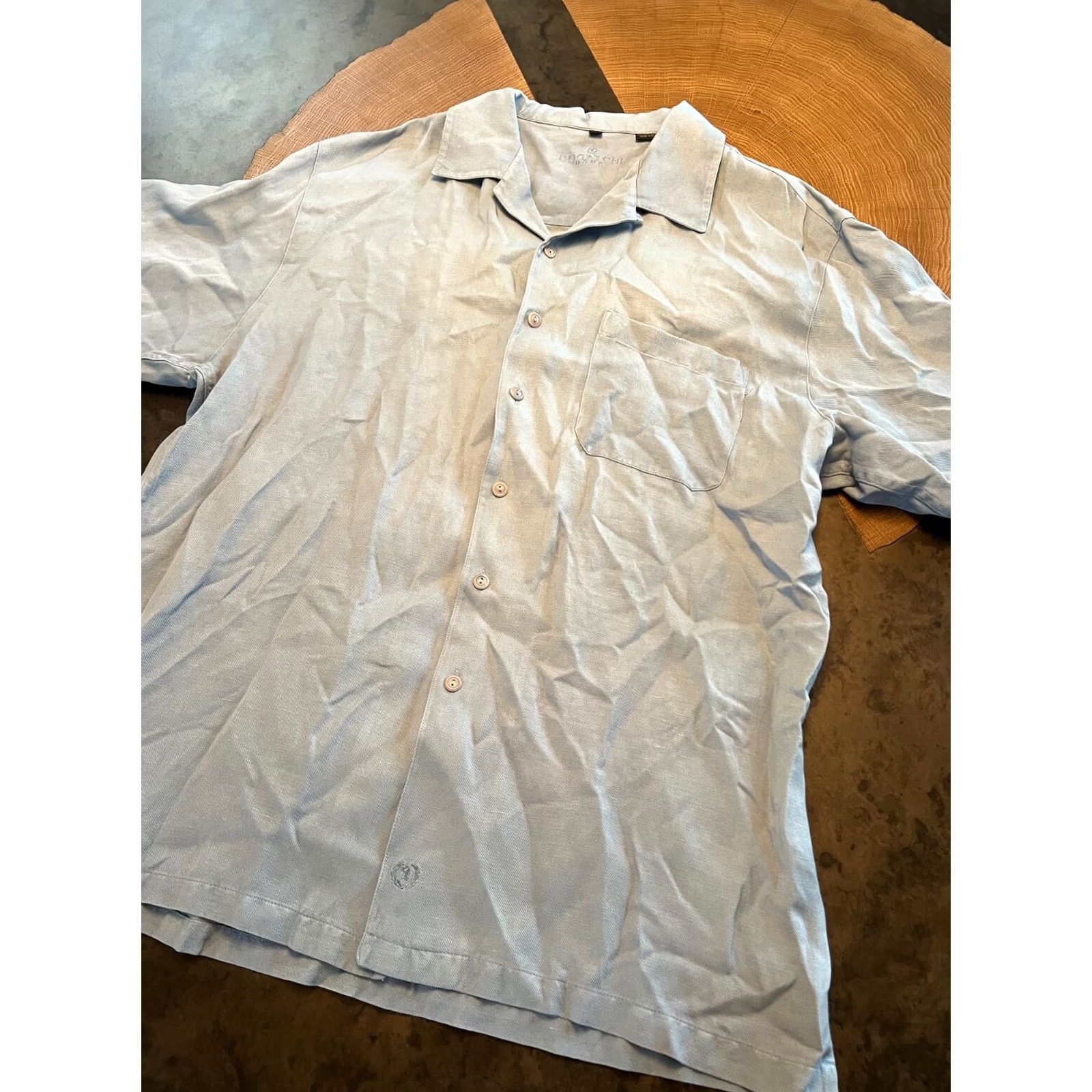 BUGATCHI BUGATCHI SHIRT SZ L BLUE BUTTON UP COLLARED SILK LINEN Size US L / EU 52-54 / 3 - 2 Thumbnail