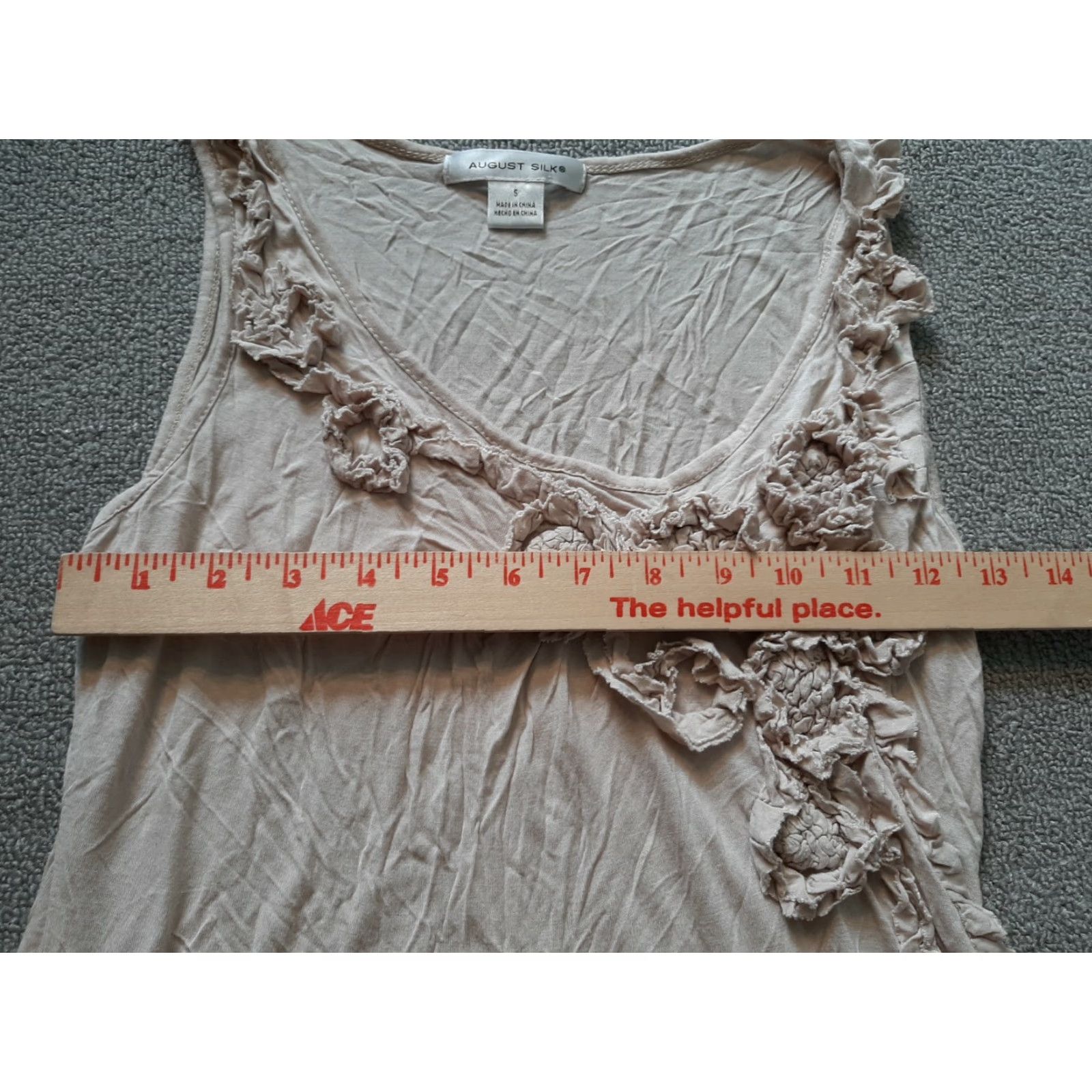 Vintage August Silk Sleeveless Floral Shirt Womens Top S Small Beige Pajama Top Size S / US 4 / IT 40 - 5 Thumbnail