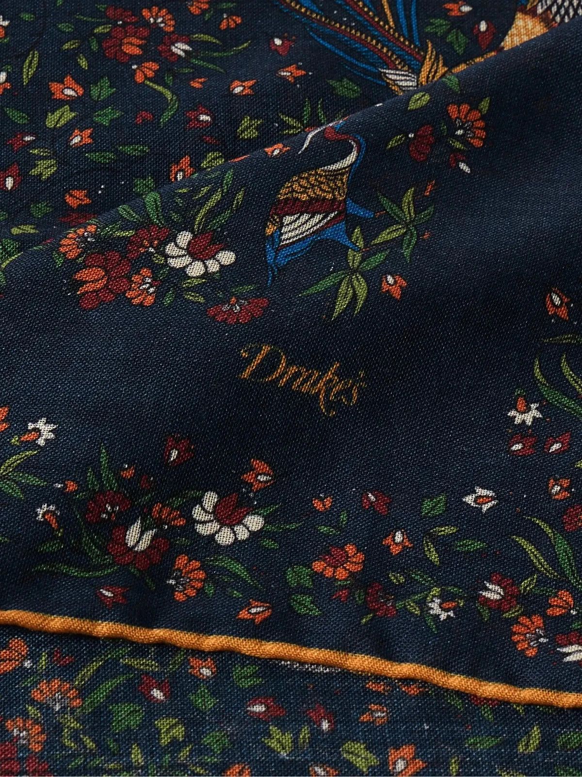 Drake Birds of Paradise Silk Scarf Made in Italy Floral Print Size ONE SIZE - 2 Thumbnail