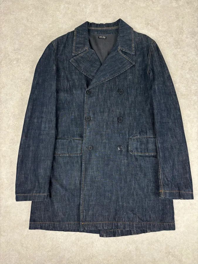 Miu Miu 2000s Miu Miu Blue Navy Denim Buttoned Jacket Size US M / EU 48-50 / 2 - 1 Thumbnail