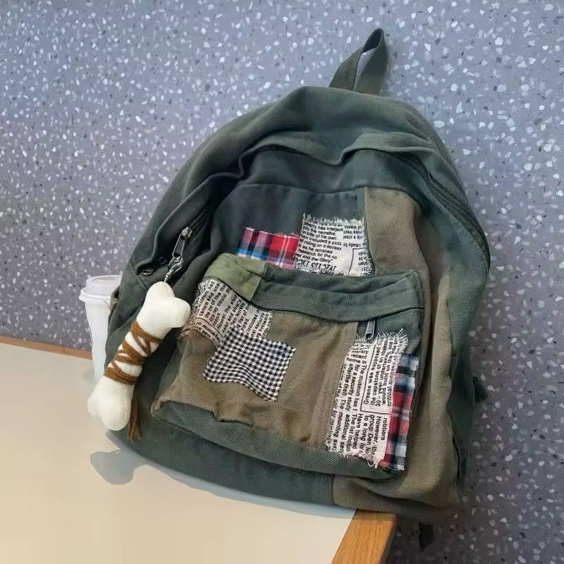 Vintage Y2K Vintage Patchwork Canvas Backpack Size ONE SIZE - 1 Thumbnail