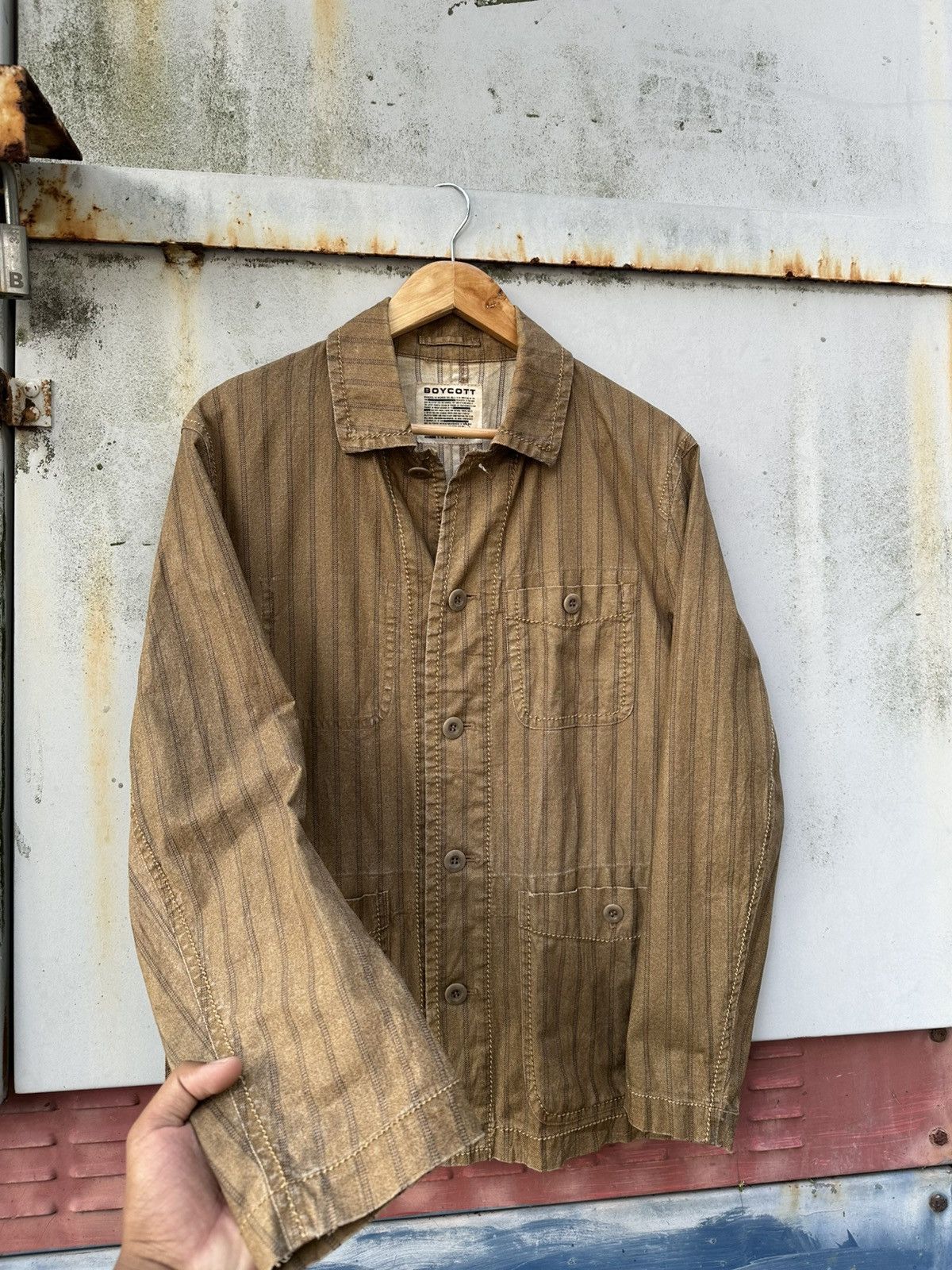 Boycott 👹Vintage Boycott Brown Striped Chore Jacket Size US M / EU 48-50 / 2 - 6 Thumbnail