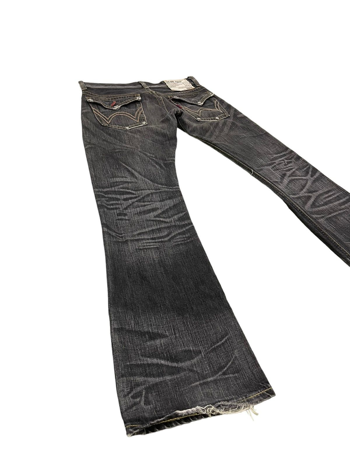 Japanese Brand Flare Jeans Edwin Japan Faded Black Distress Boot Cut 8🟦2 Size US 33 - 11 Thumbnail