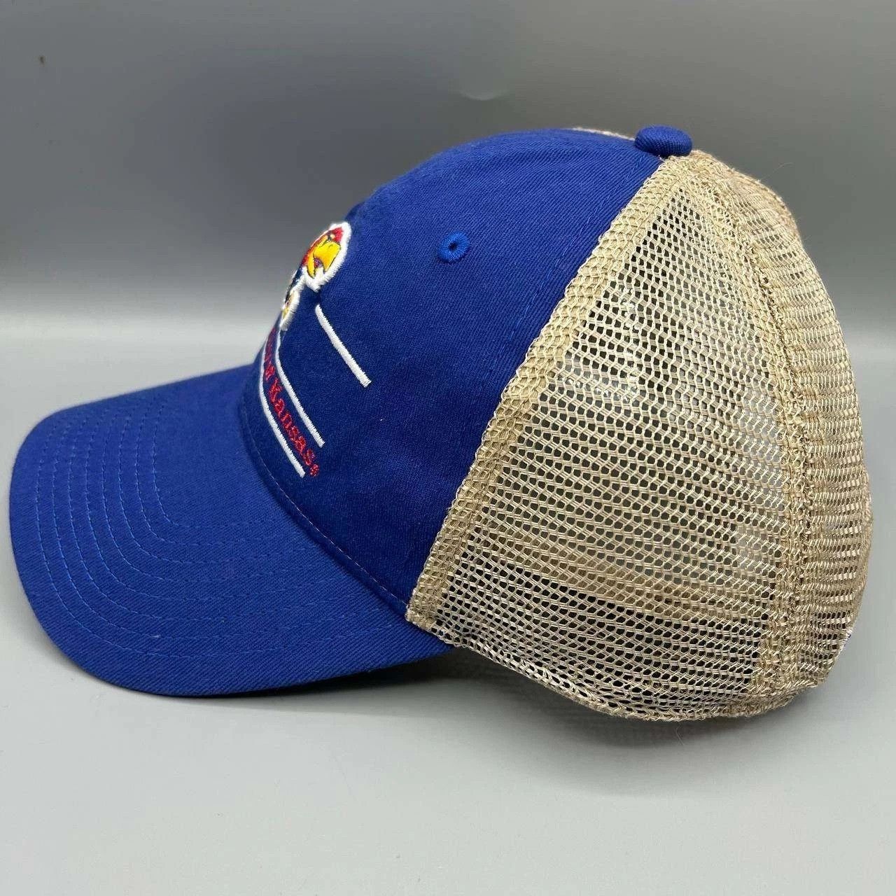 The Game Vintage Kansas Jayhawks Trucker Hat Men NCAA Snap Back Cap Size ONE SIZE - 4 Thumbnail