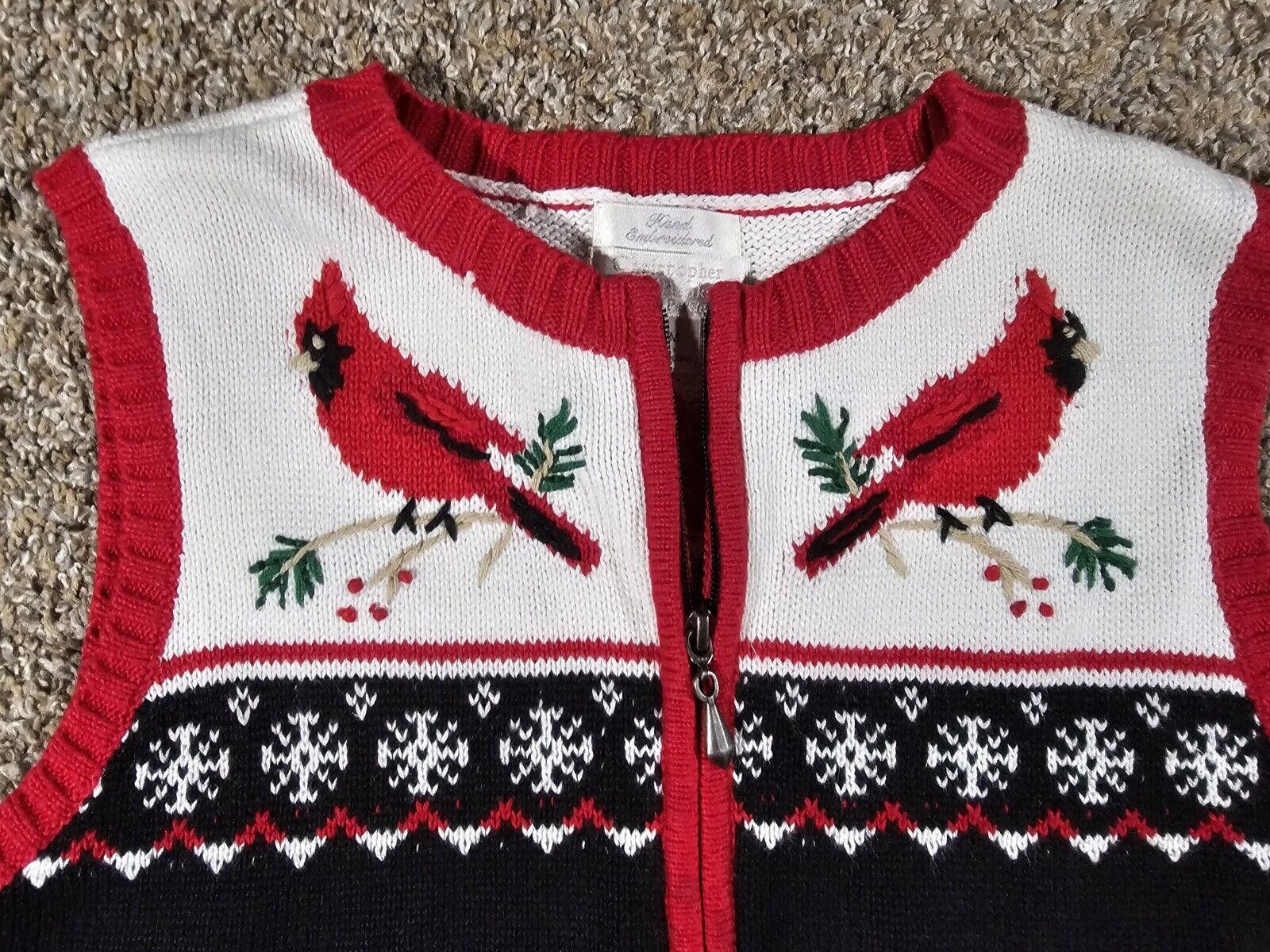 Designer Christopher Banks Christmas Sweater Vest Cardinal PM Zip Up Size M / US 6-8 / IT 42-44 - 2 Thumbnail