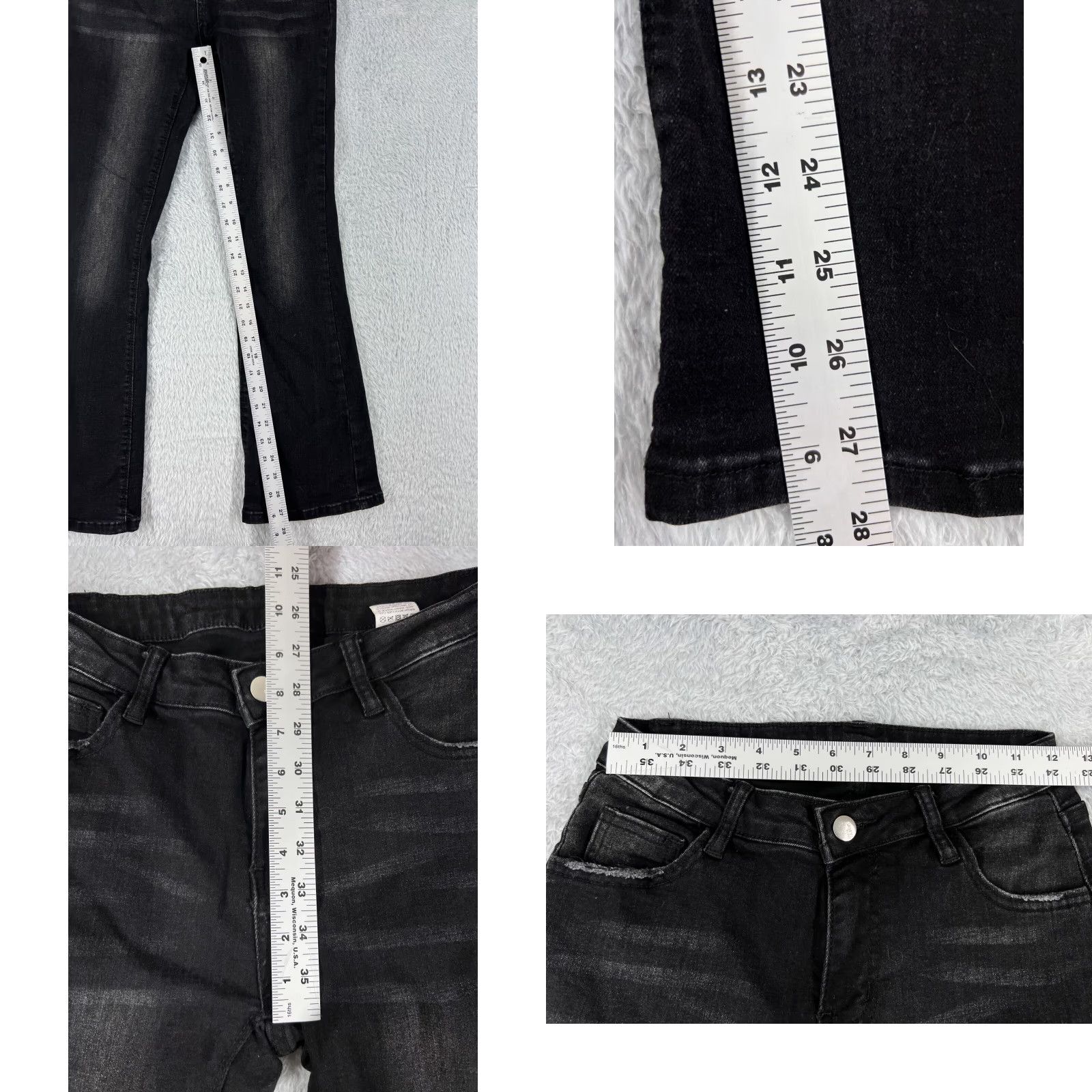 Shein Vintage SheIn Black Denim Flare Jeans Womens Size 4 Mid Rise Stretch Cotton Blend Fall Summer Size 27" / US 4 / IT 40 - 8 Thumbnail