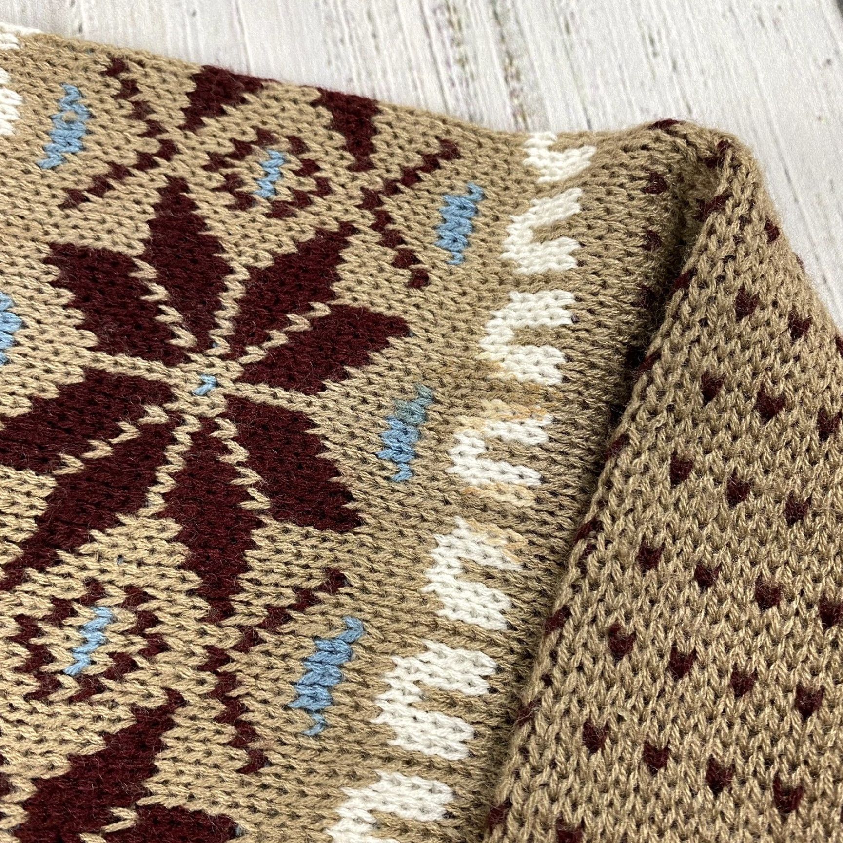 Vintage VINTAGE Buzzards Nordic Fair Isle Sweater Womens XL Brown Crew Neck Knit Pullover 80s Retro Size XL / US 12-14 / IT 48-50 - 6 Thumbnail