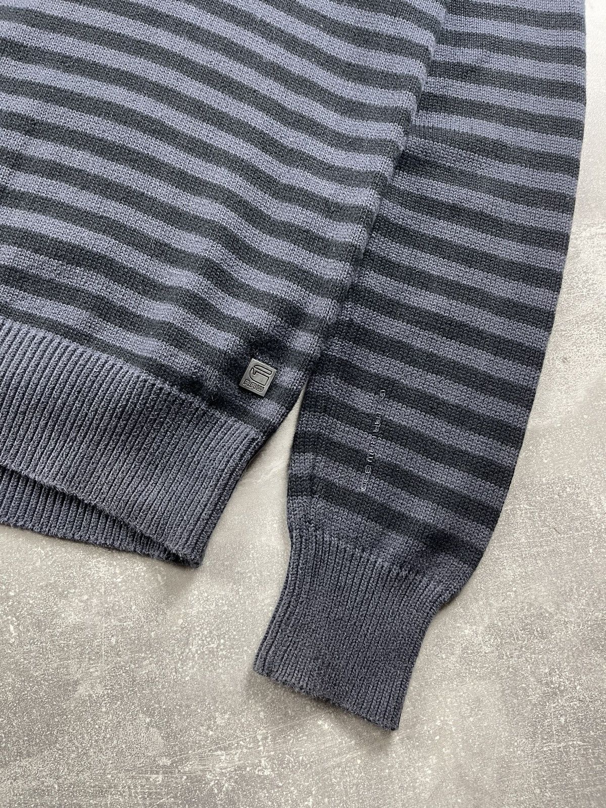 G-Star G Star RAW Vintage Striped Y2K Knit Sweater Black Gray Size US L / EU 52-54 / 3 - 3 Thumbnail