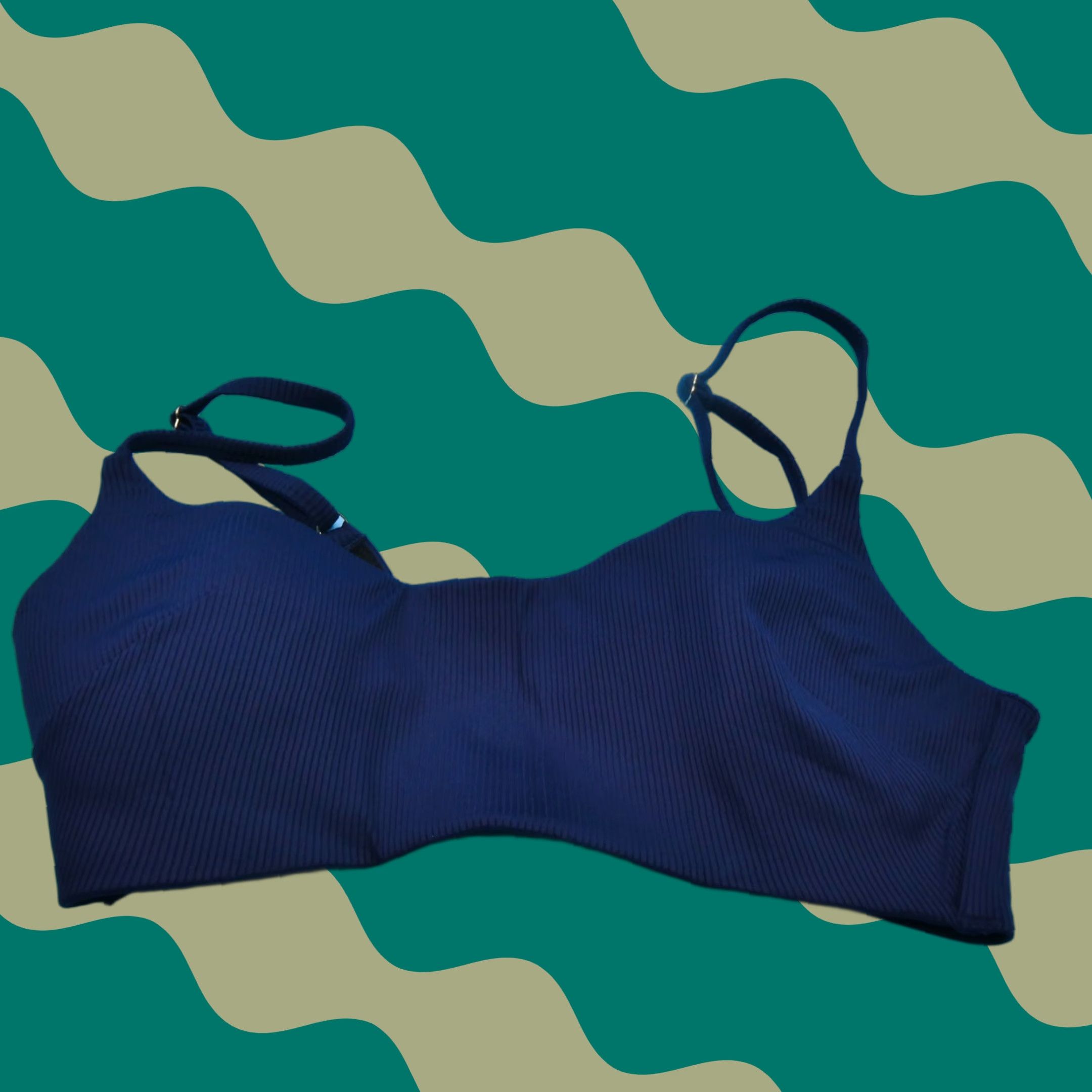 Victoria's Secret Bikini Top Blue M Padded Spaghetti Strap Square Neck Quick Dry Beach Women's Top