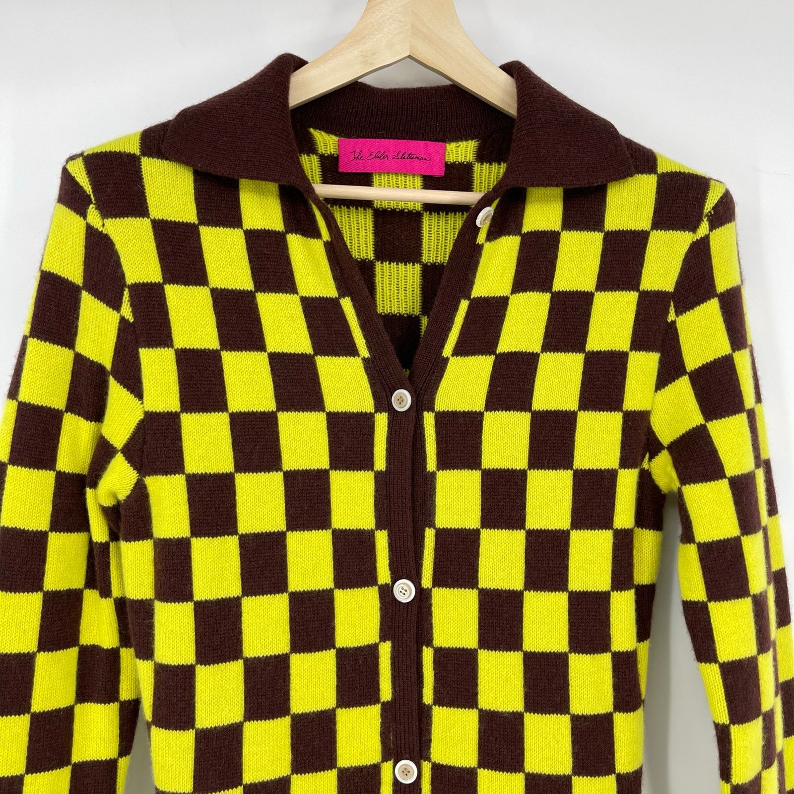 The Elder Statesman The Elder Statesman | Red & Yellow Checkered Cashmere Cardi Size S / US 4 / IT 40 - 7 Thumbnail