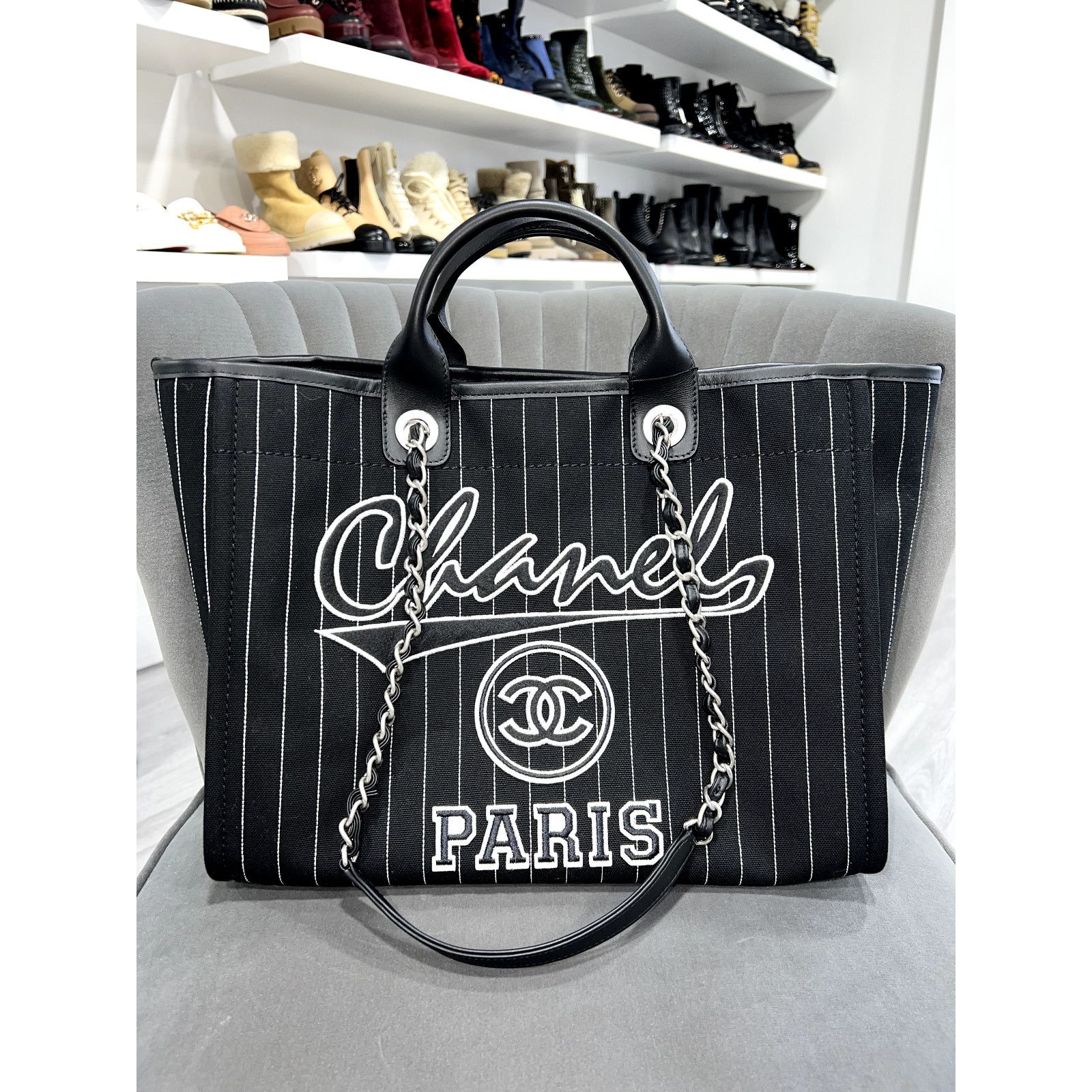 Chanel Chanel Stripe Large Shopping 30cm Top Handle Tote Bag Size ONE SIZE - 2 Thumbnail